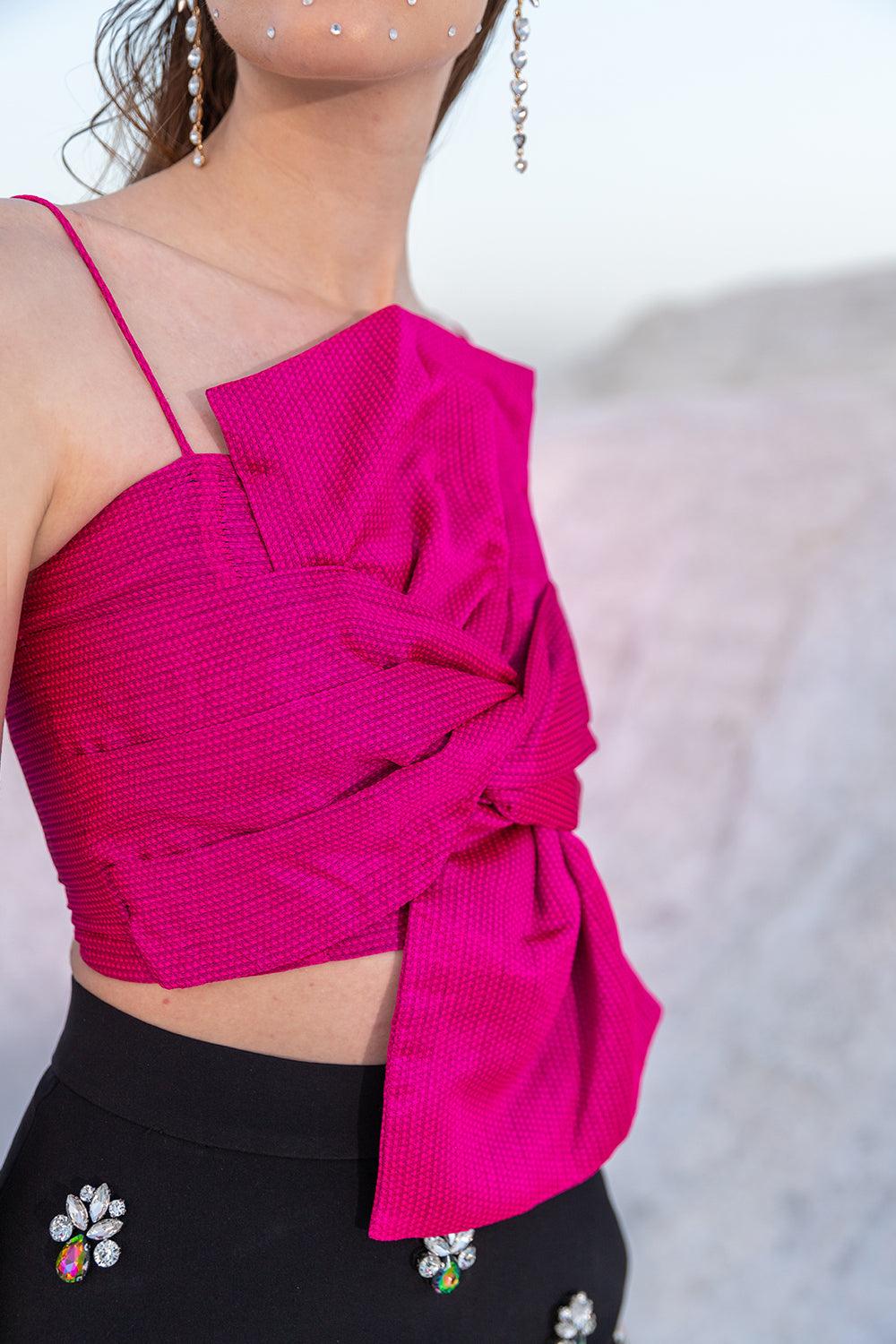 FUSCHIA PINK KNOT TOP - LabelIris