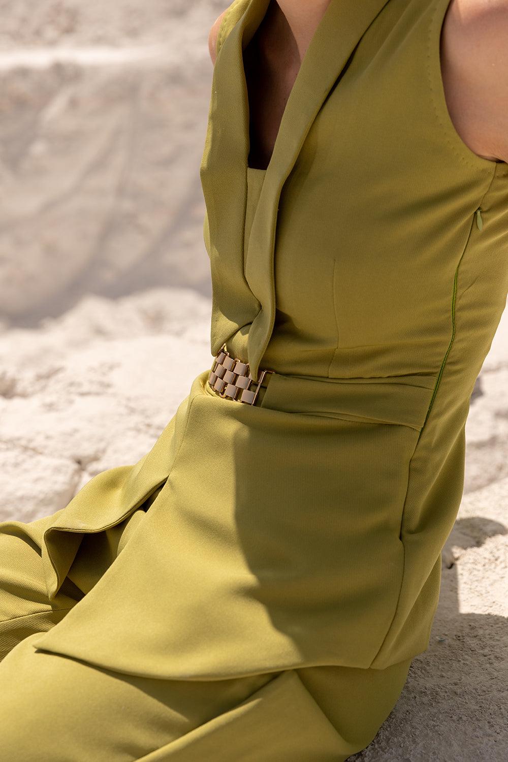 GREEN CHAIN PANT SUIT - LabelIris