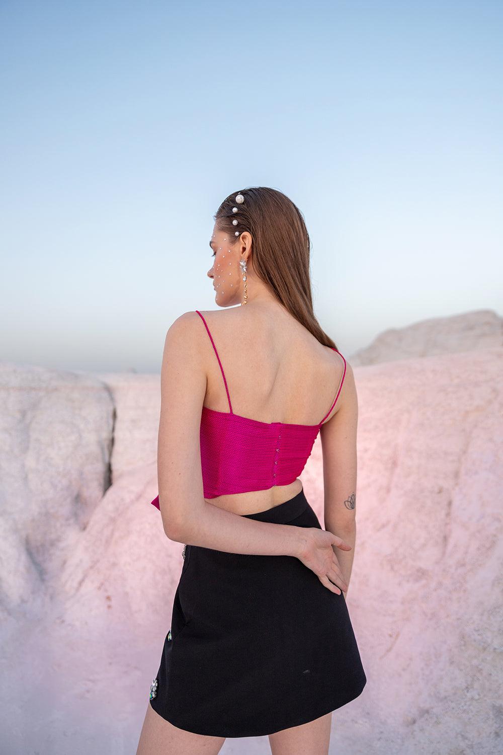 FUSCHIA PINK KNOT TOP - LabelIris