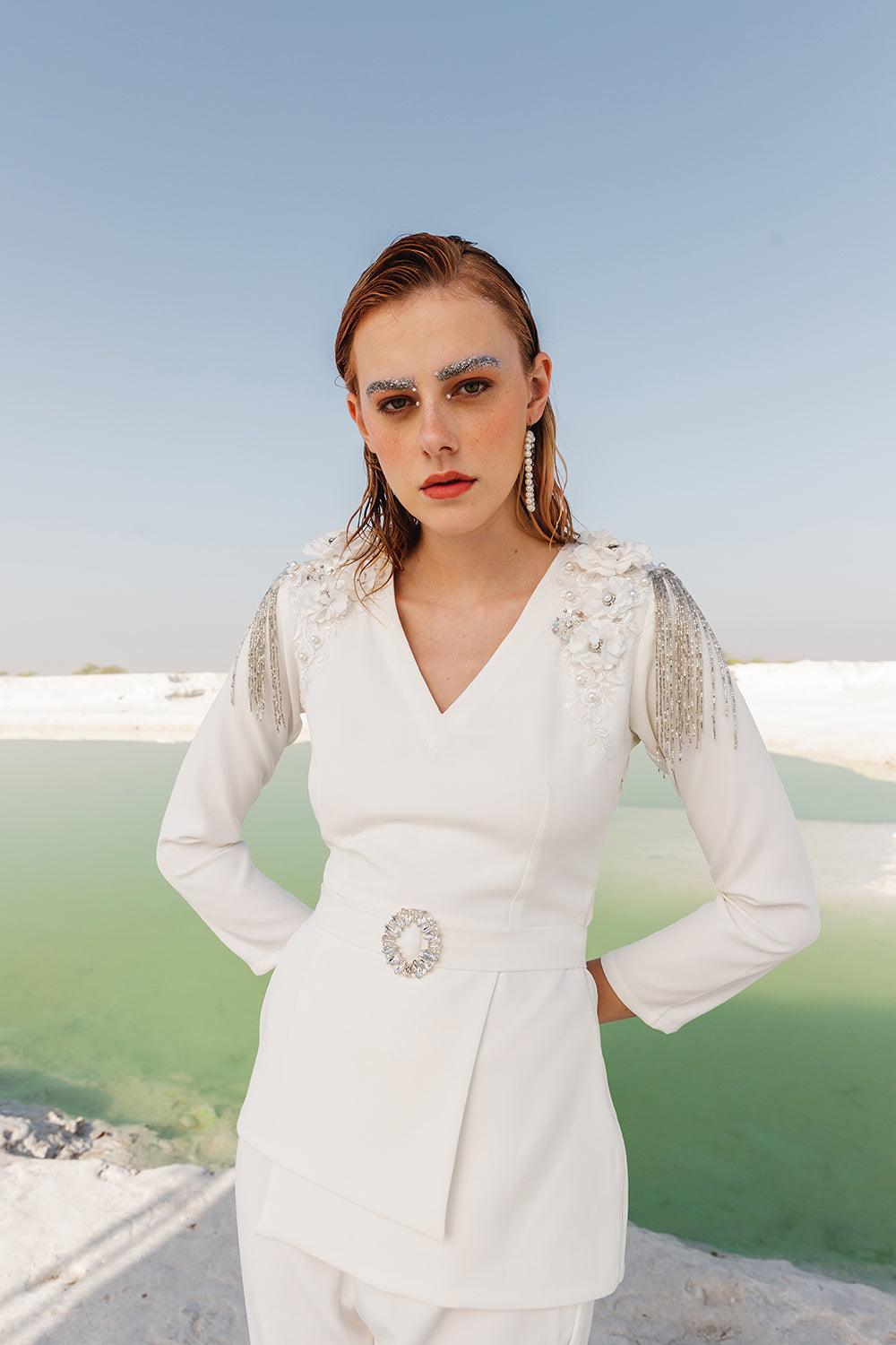 IVORY EMBELLISHES CO-ORD SET - LabelIris