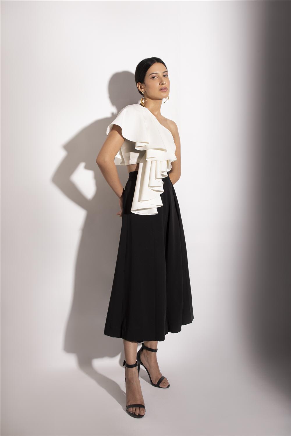 IVORY RUFFLE CROP TOP - LabelIris