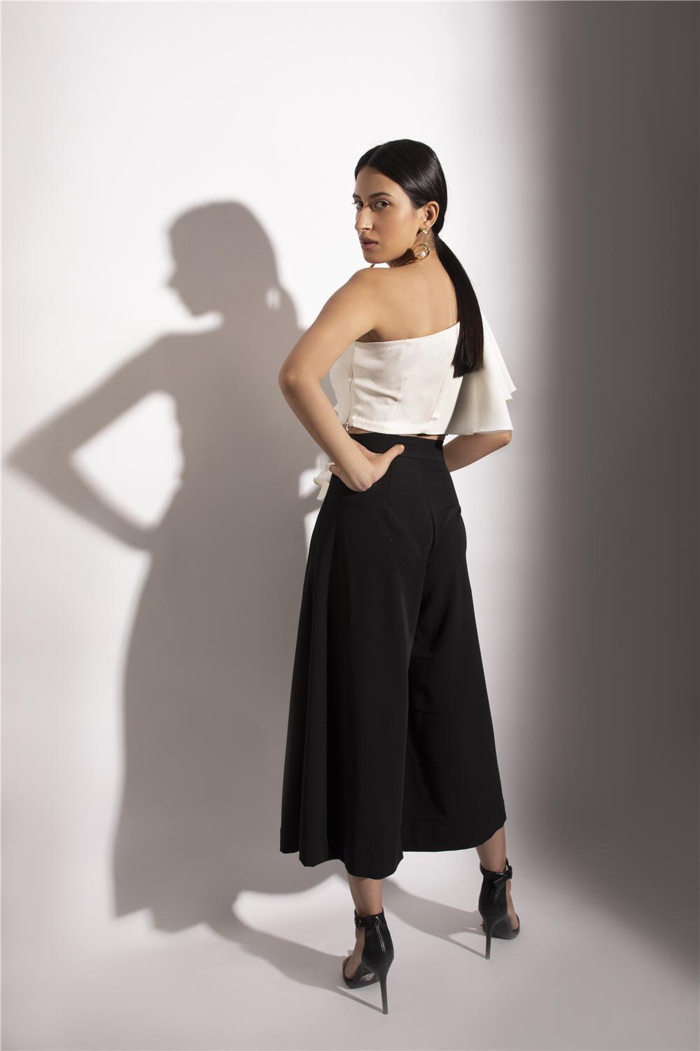 IVORY RUFFLE CROP TOP - LabelIris