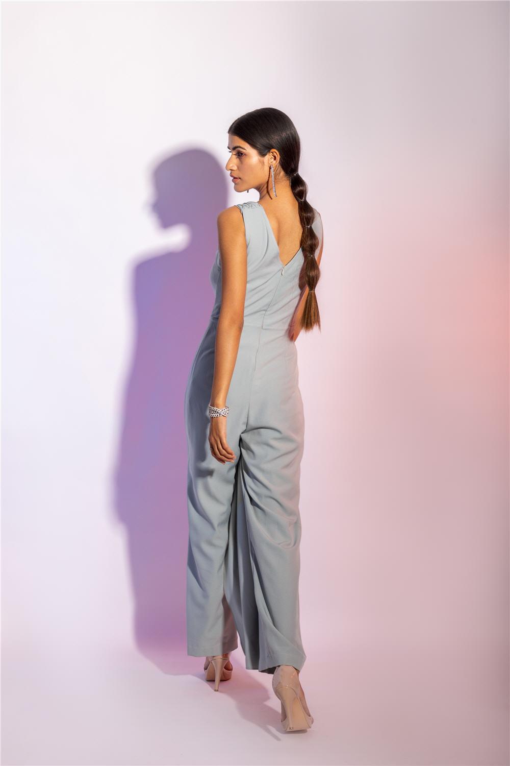 MINT FRONT DRAPE JUMPSUIT - LabelIris