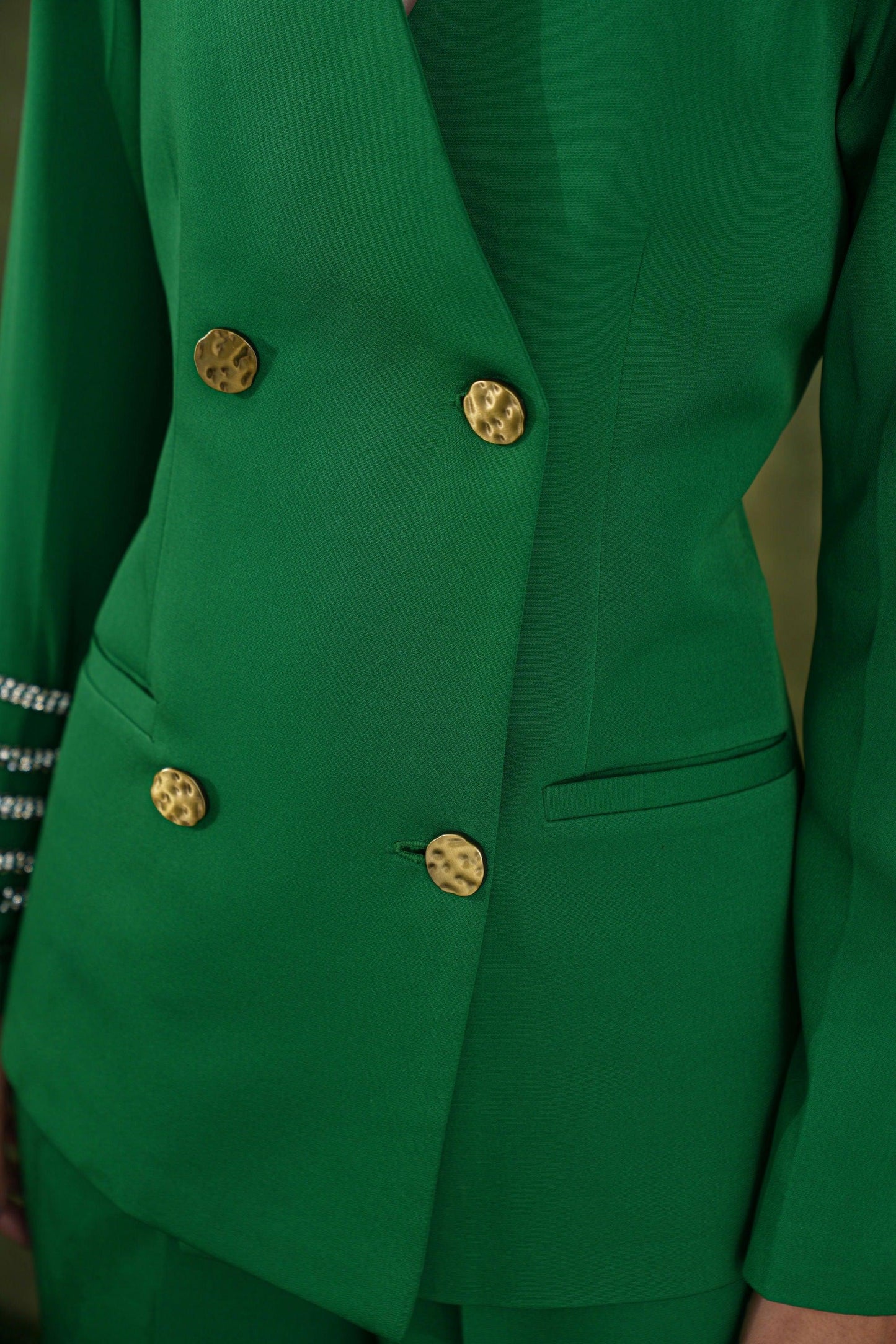 GREEN DOUBLE BREAST BLAZER SET