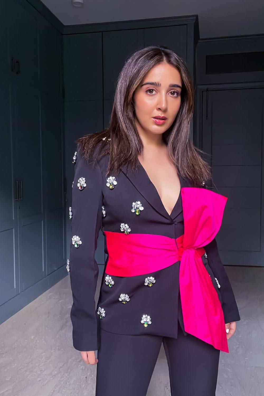 SANJANA BATRA IN BLACK EMBELLISHED SUIT - LabelIris