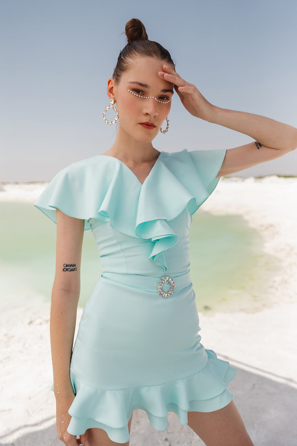 MINT RUFFLE DRESS - LabelIris