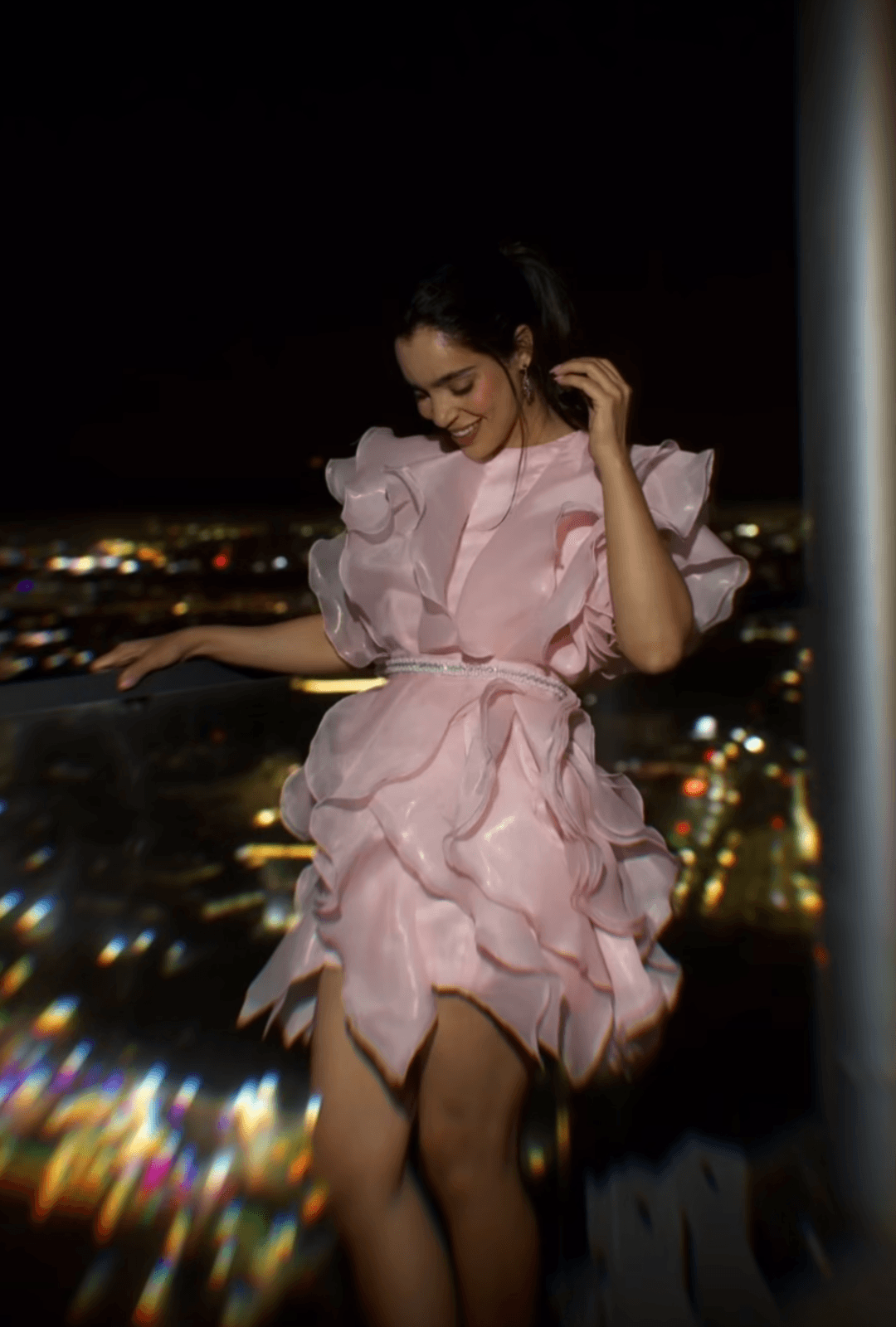 CHANDNI GIRDHAR IN PINK ORGANZA RUFFLE DRESS