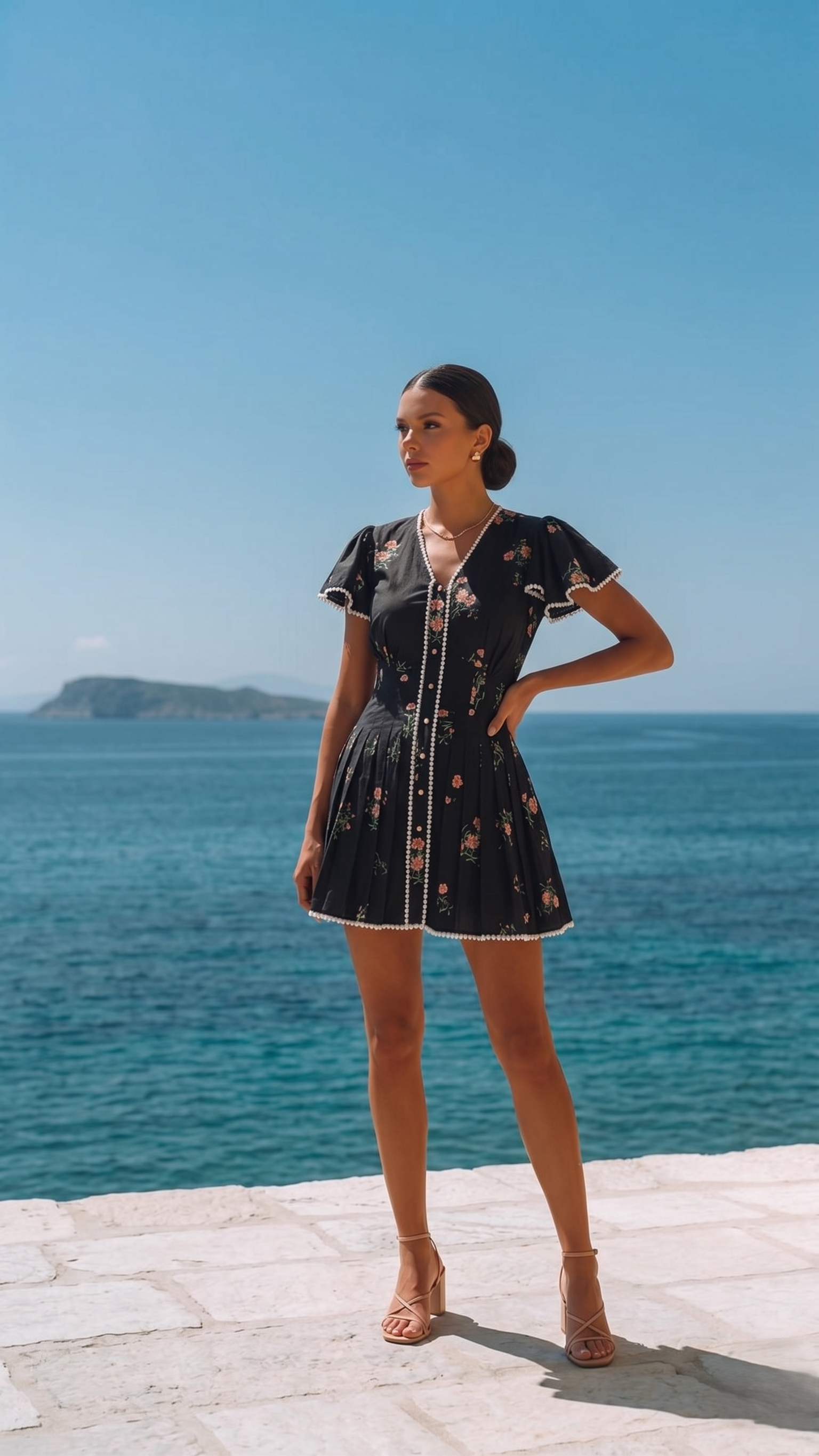 BLACK FLORAL RUFFLE DRESS