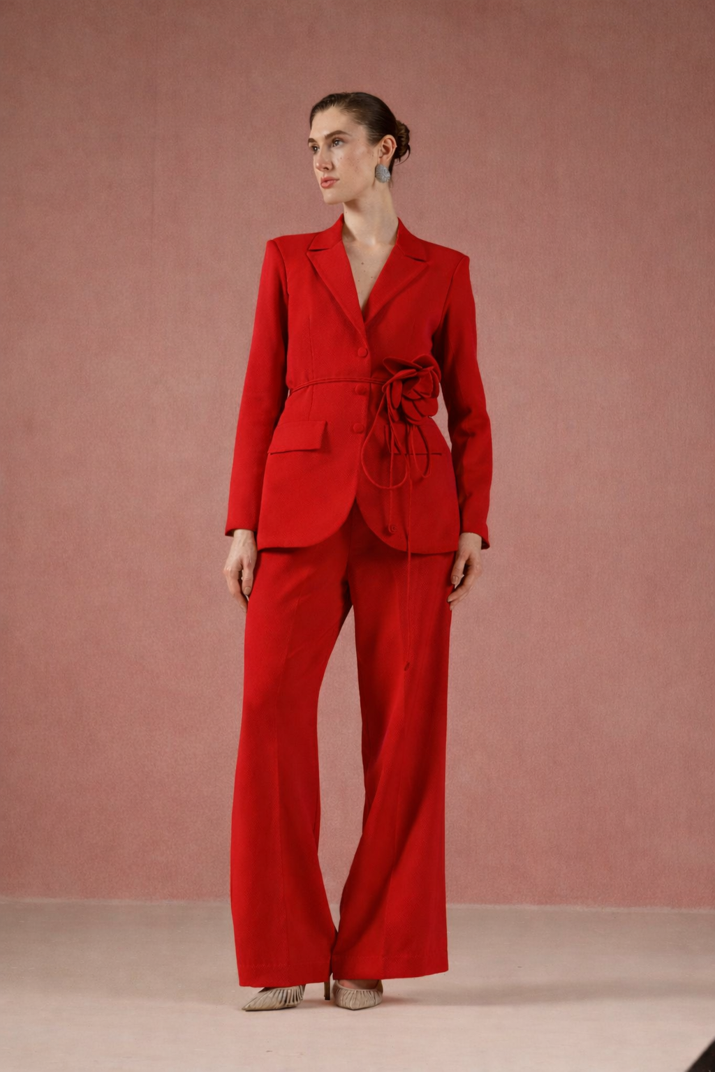 LEMON YELLOW FLOWER BLAZER SET