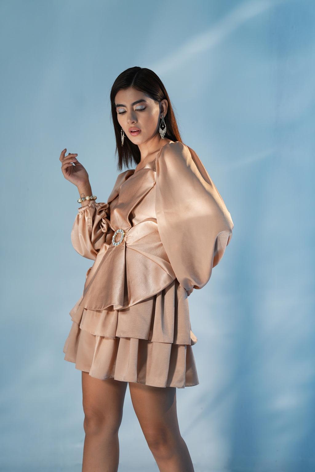 CHAMPAGNE FLOWER DRESS