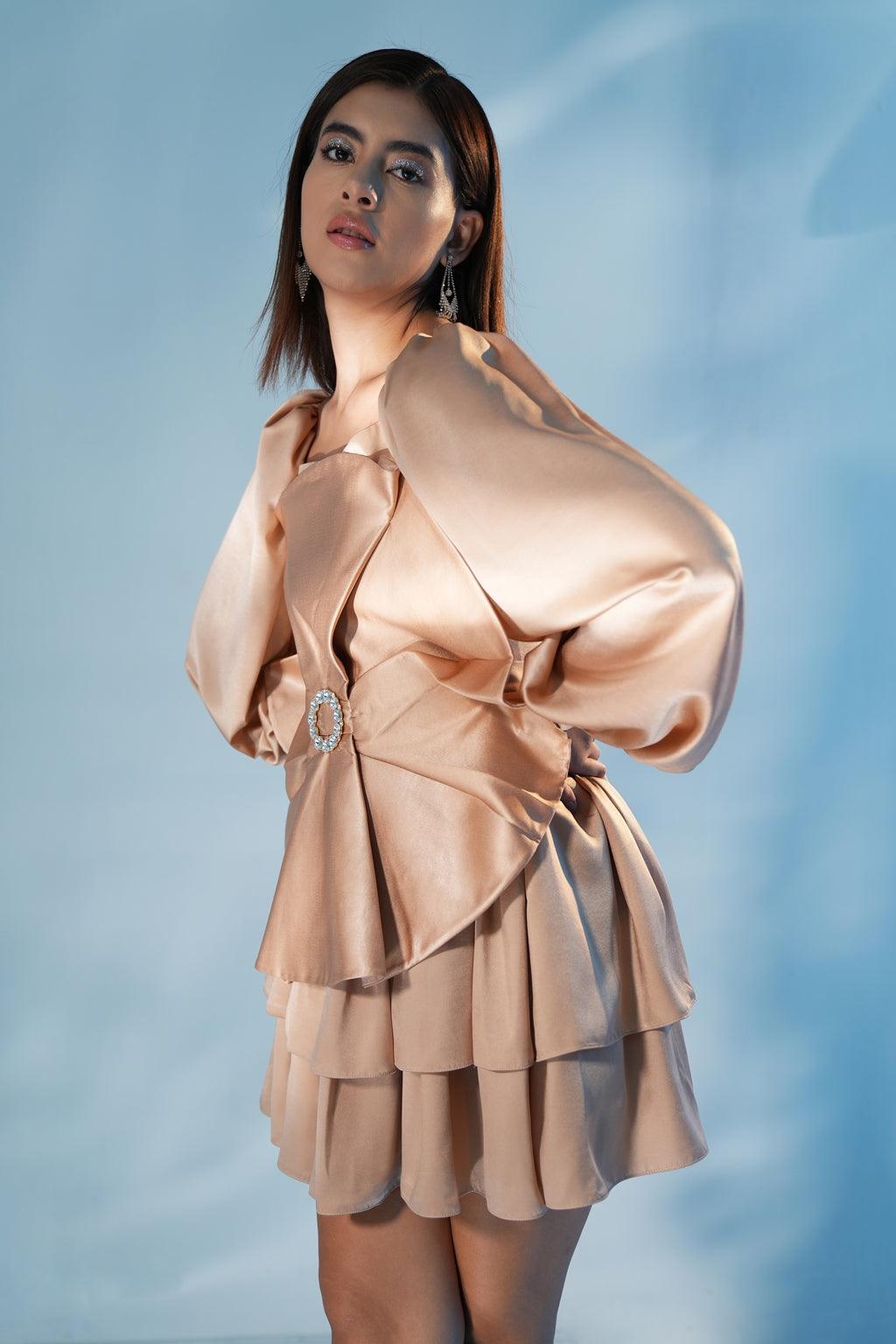 CHAMPAGNE FLOWER DRESS