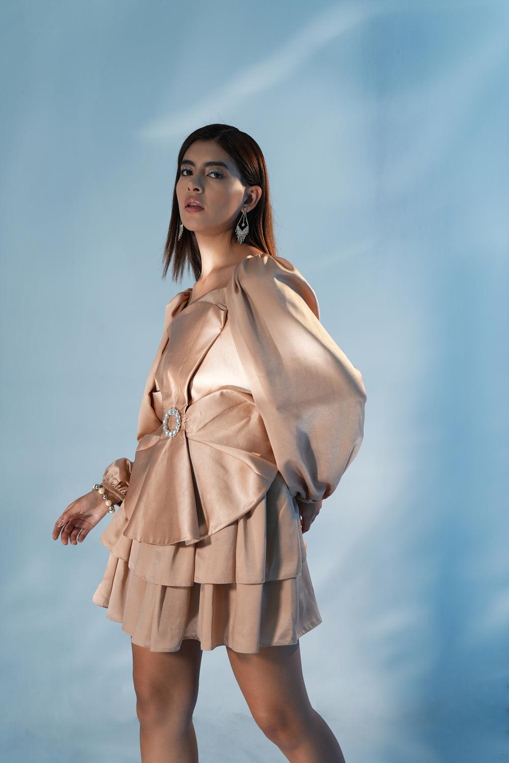 CHAMPAGNE FLOWER DRESS