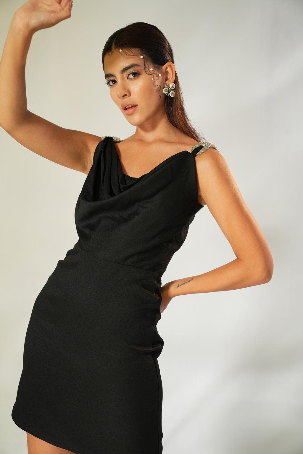 BLACK COWL NECK DRESS – Label IRIS