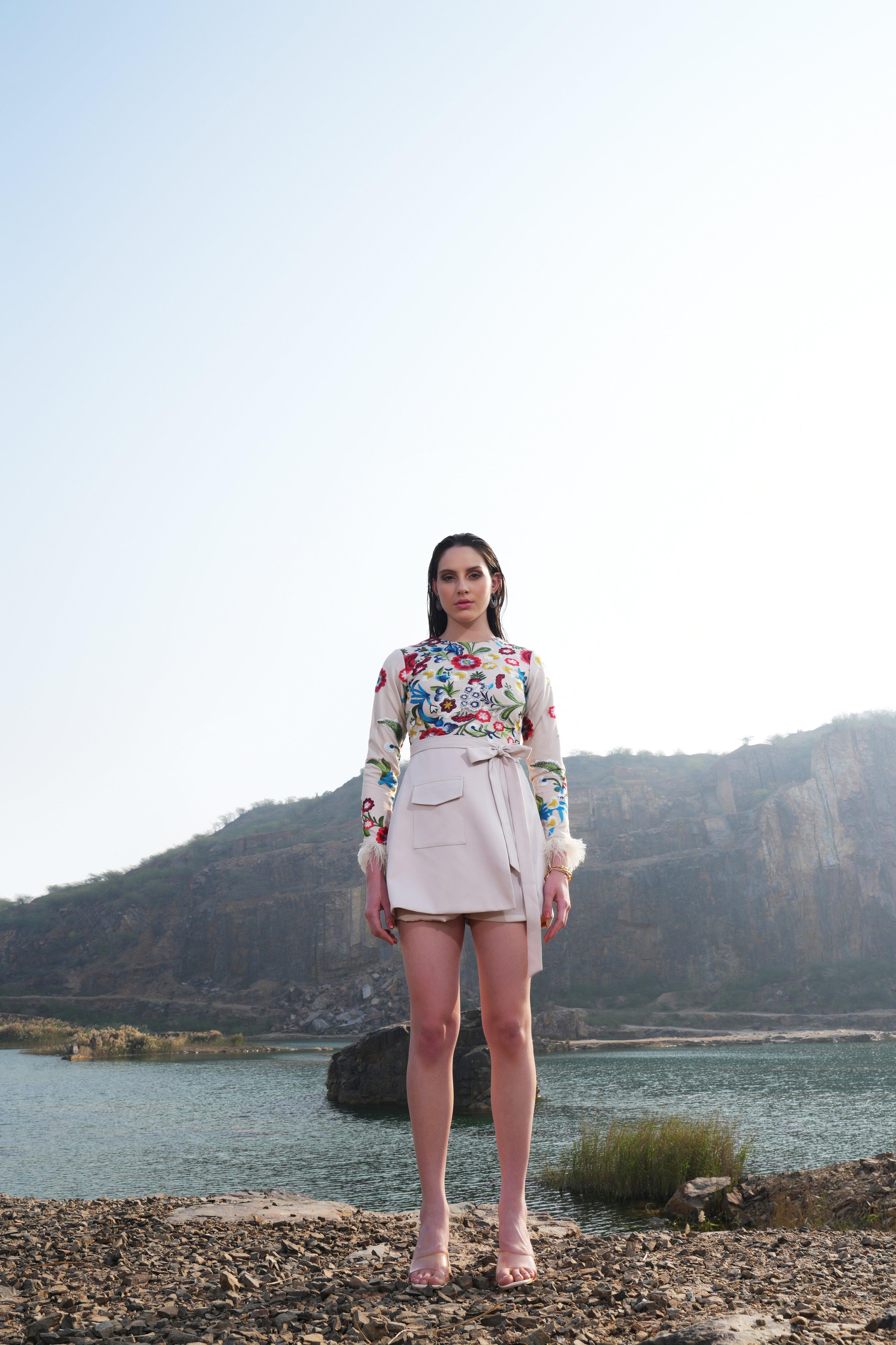 CREAM FLORAL PLAYSUIT