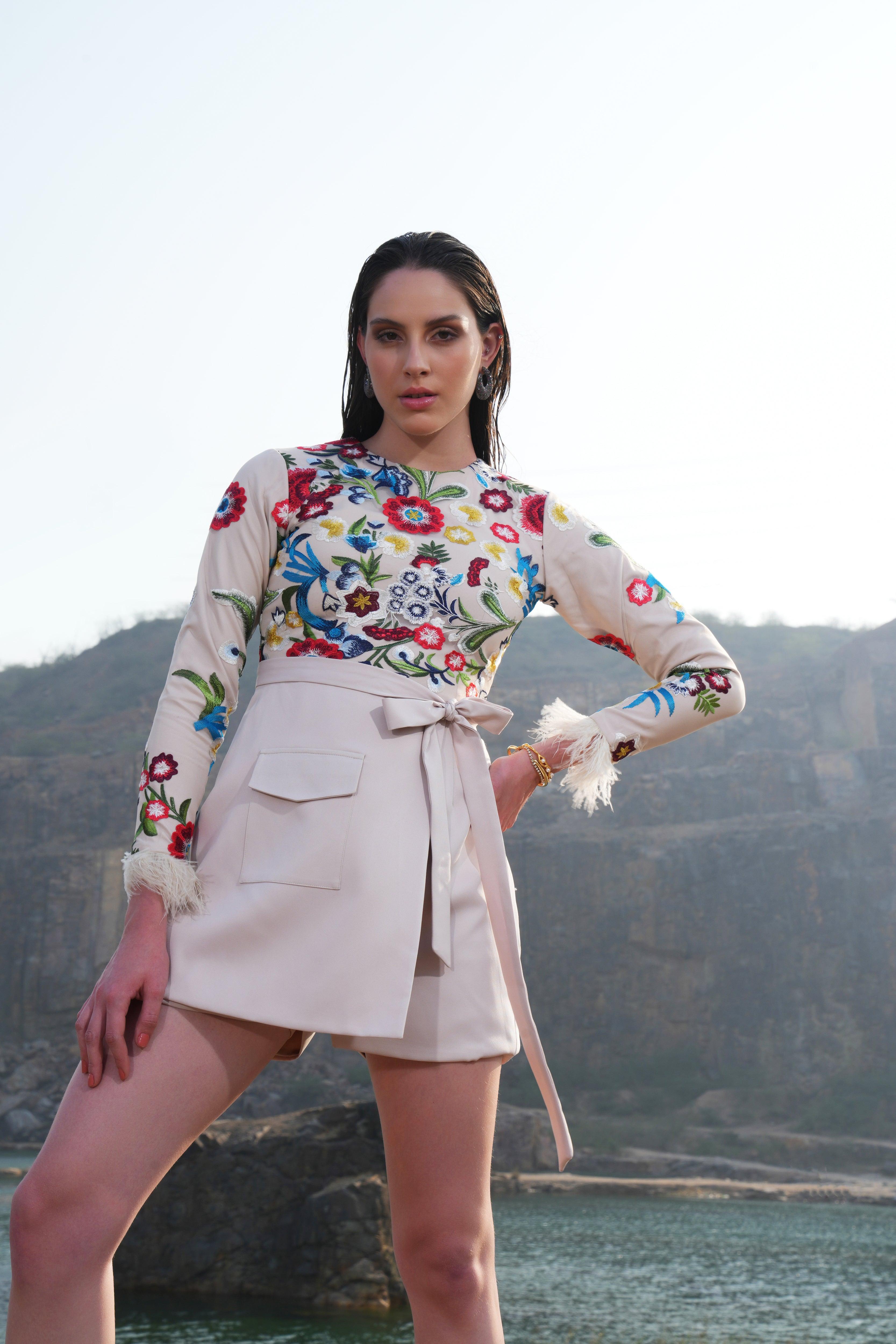 CREAM FLORAL PLAYSUIT