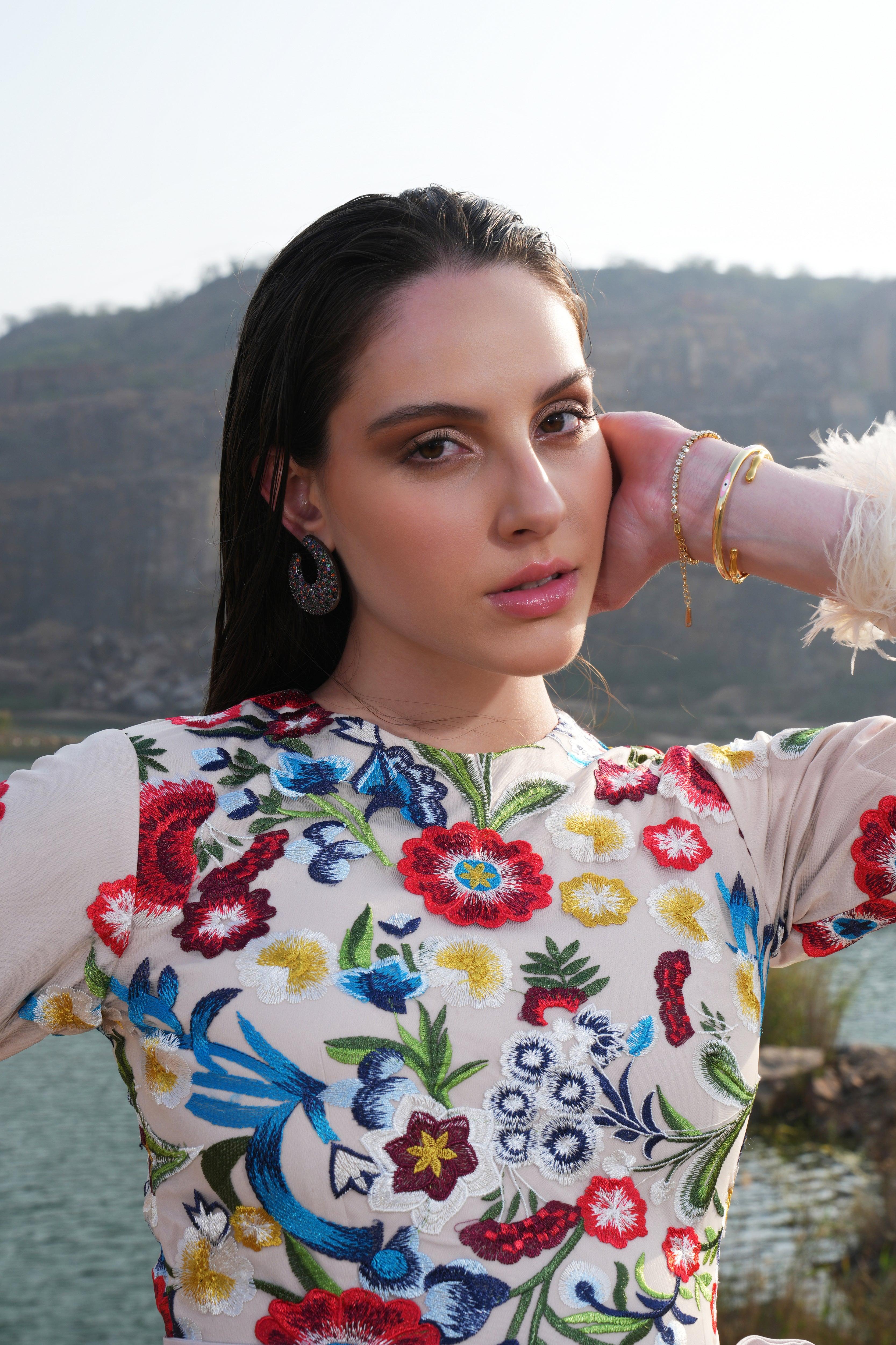 CREAM FLORAL PLAYSUIT