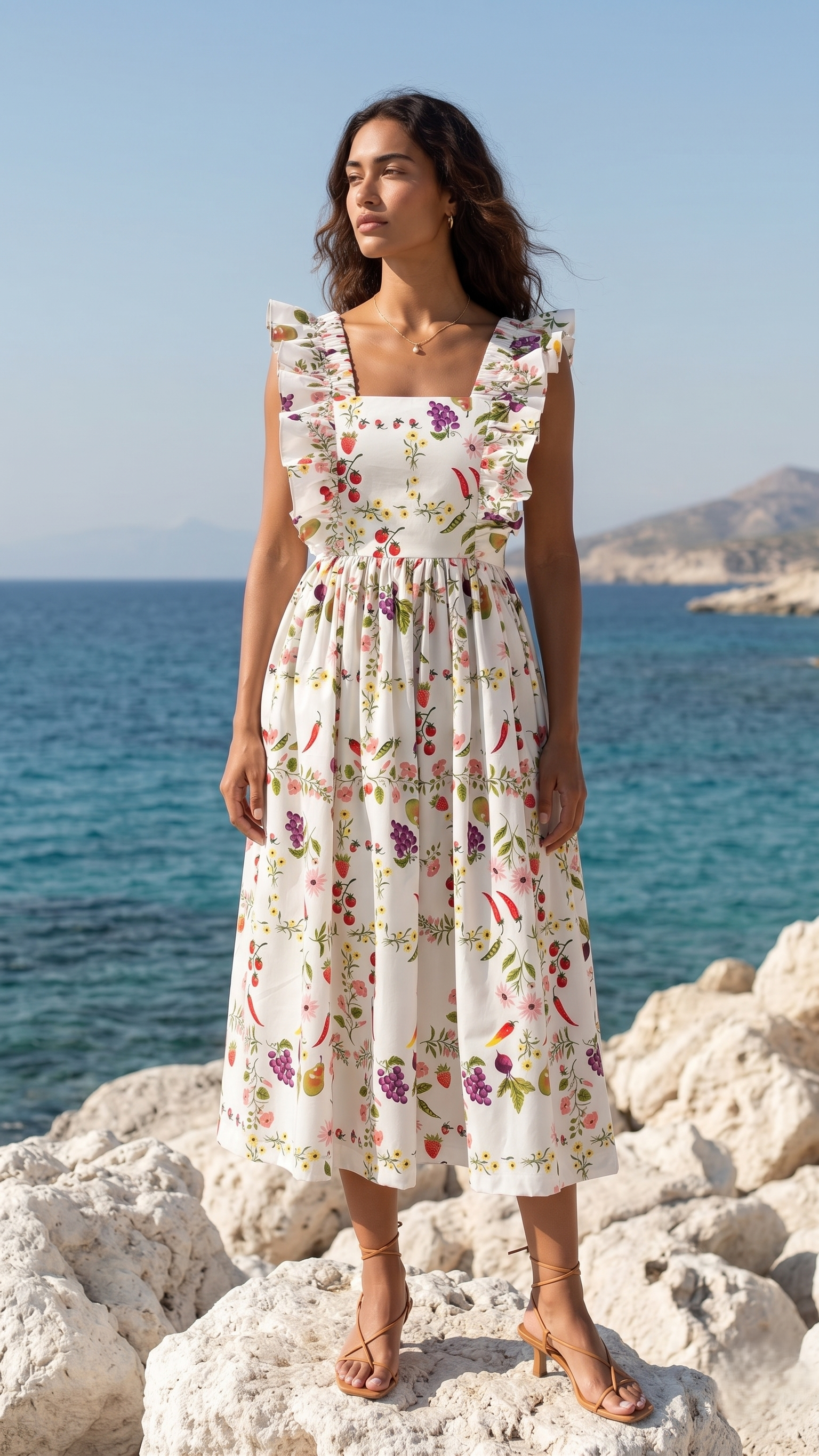 ORCHARD RUFFLE MIDI DRESS
