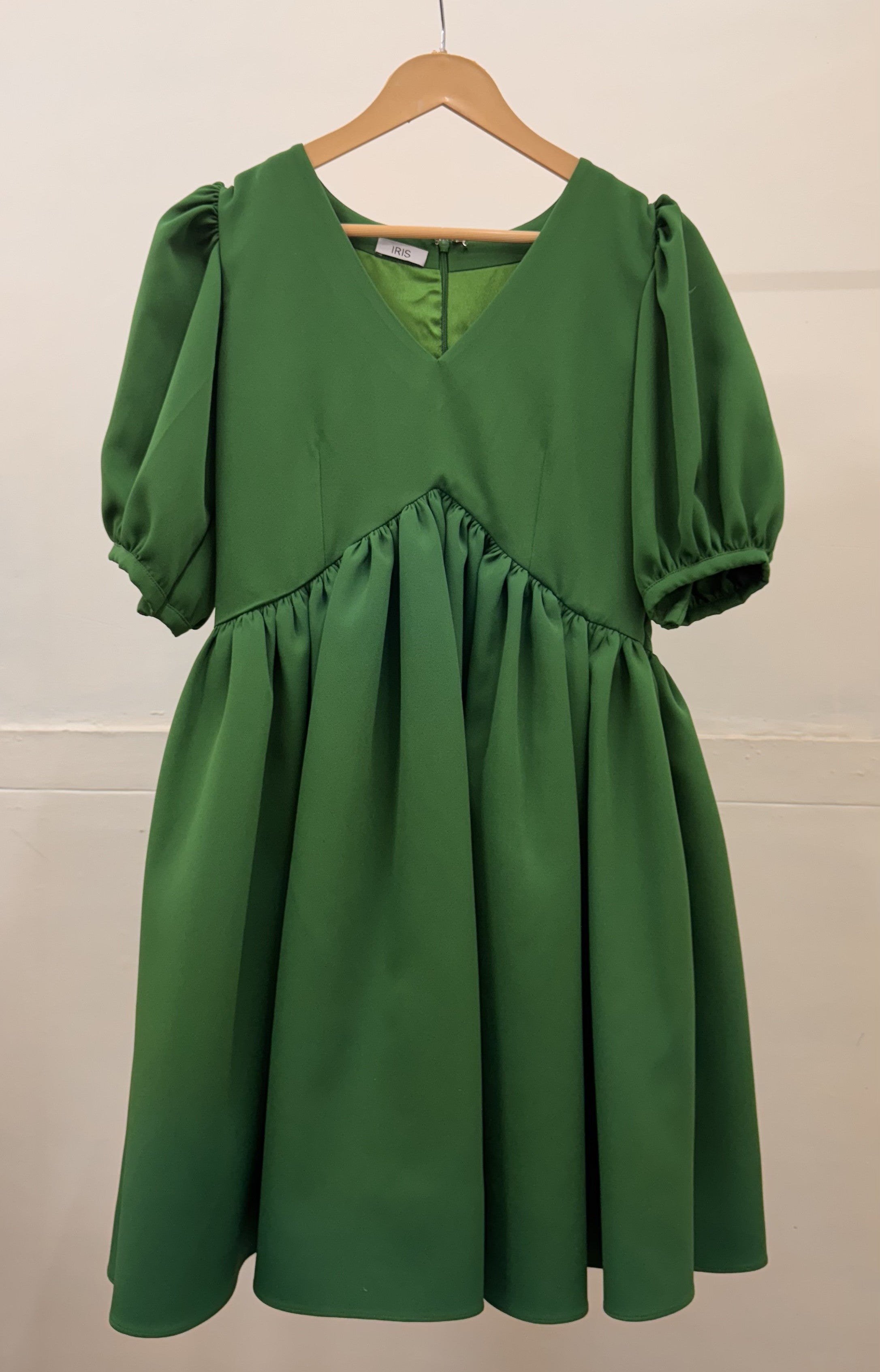 GREEN GATHERED DRESS