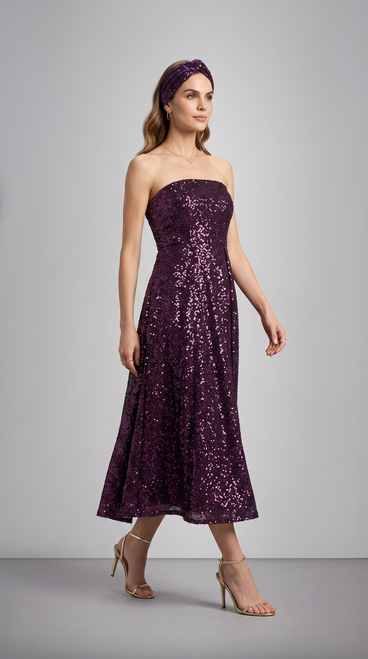 WINE PLEATED MIDI