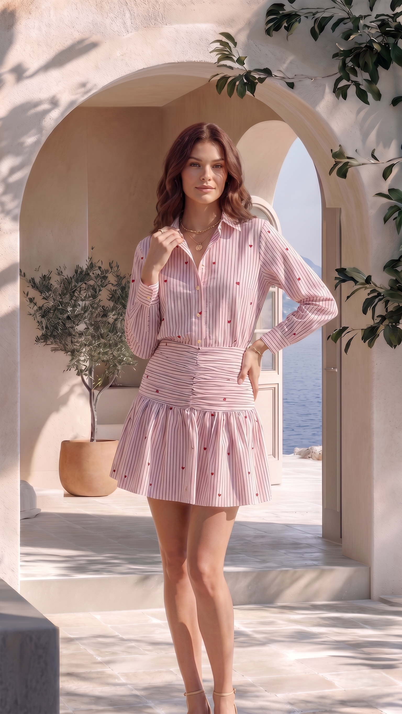 HEART STRIPED SKIRT SET