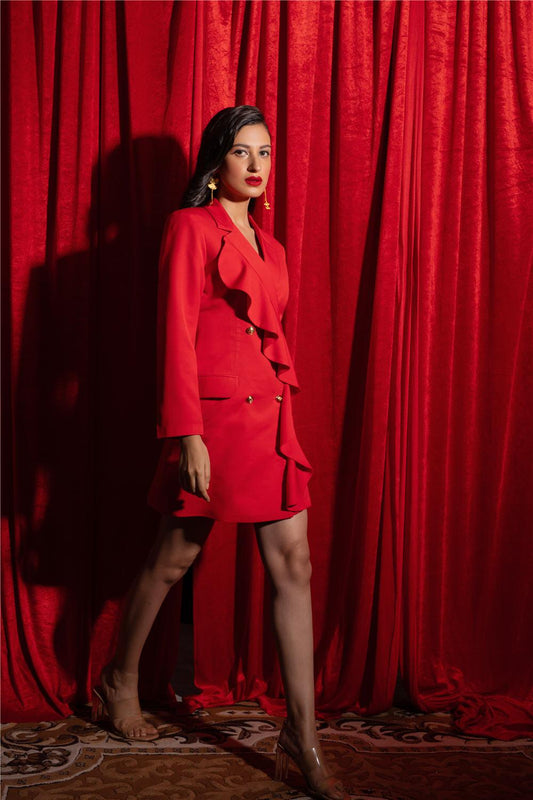 RED BLAZER DRESS - LabelIris