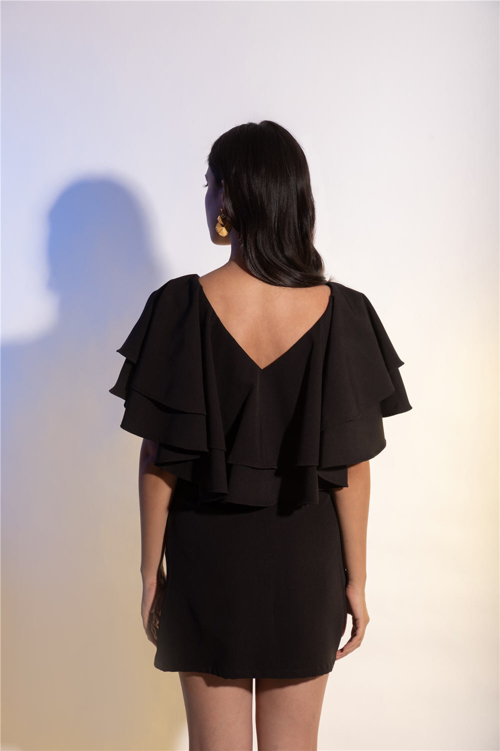 BLACK RUFFLE DRESS - LabelIris