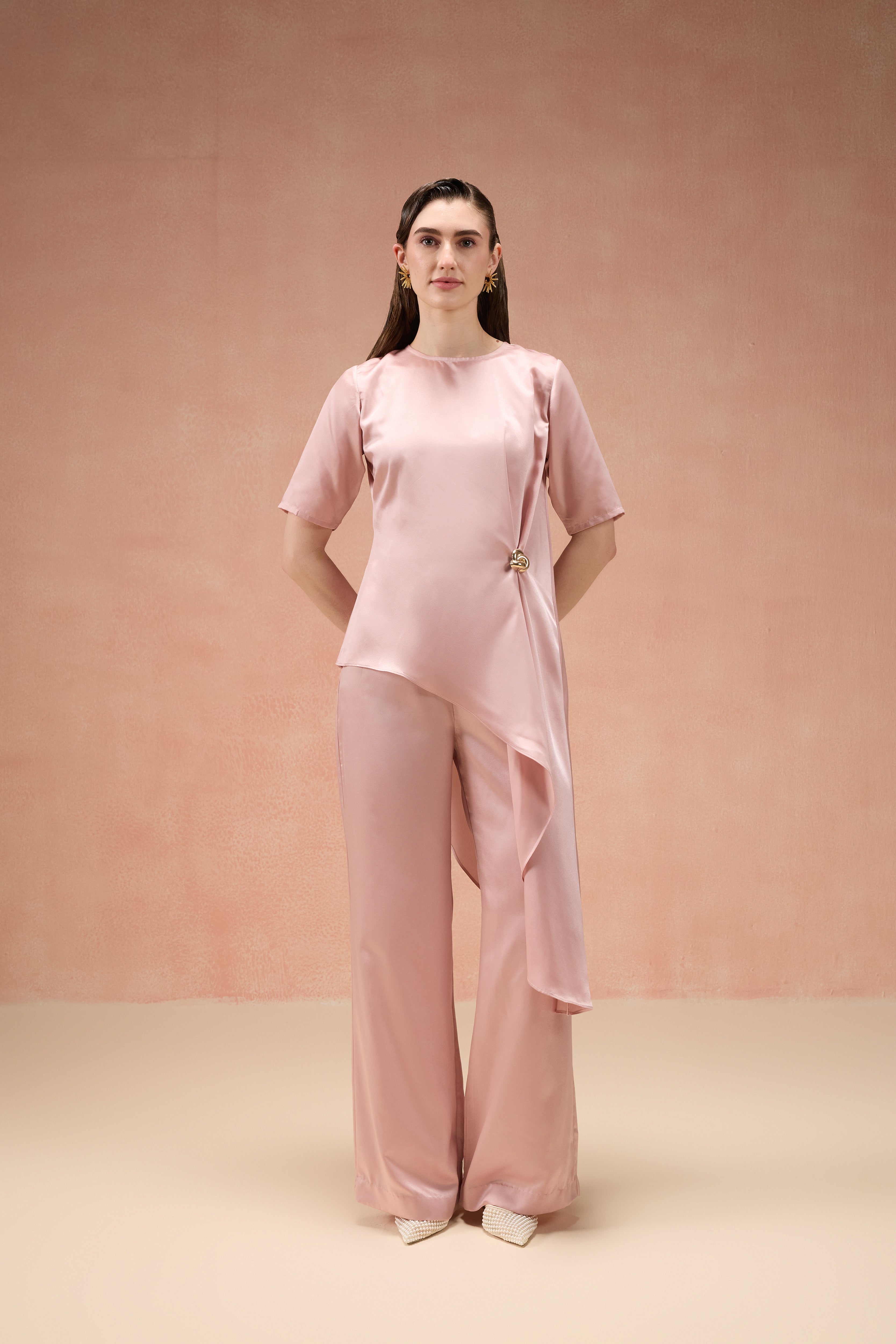 BLUSH PINK DRAPED CO-ORD SET