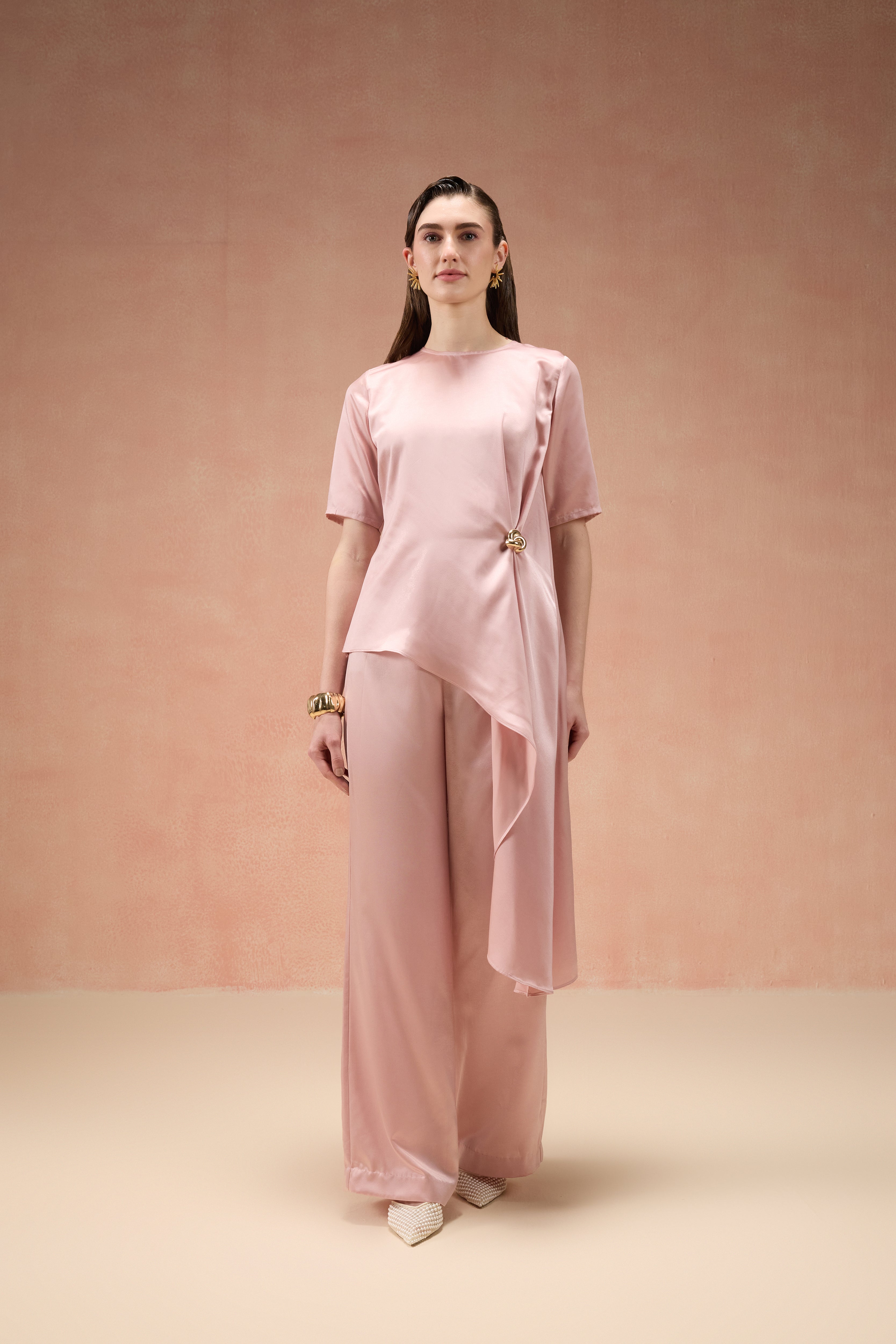 BLUSH PINK DRAPED CO-ORD SET