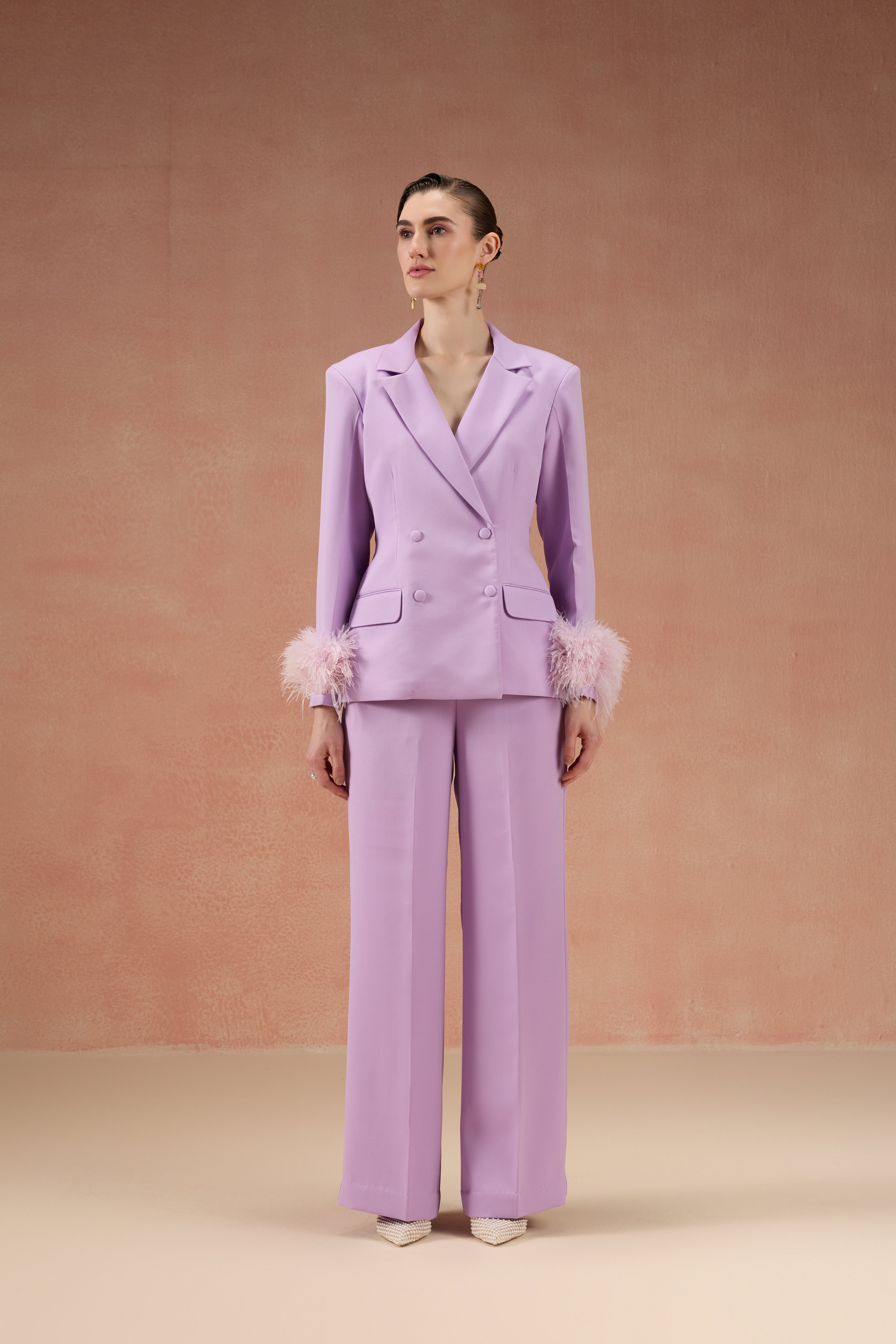 LILAC FEATHER BLAZER SET