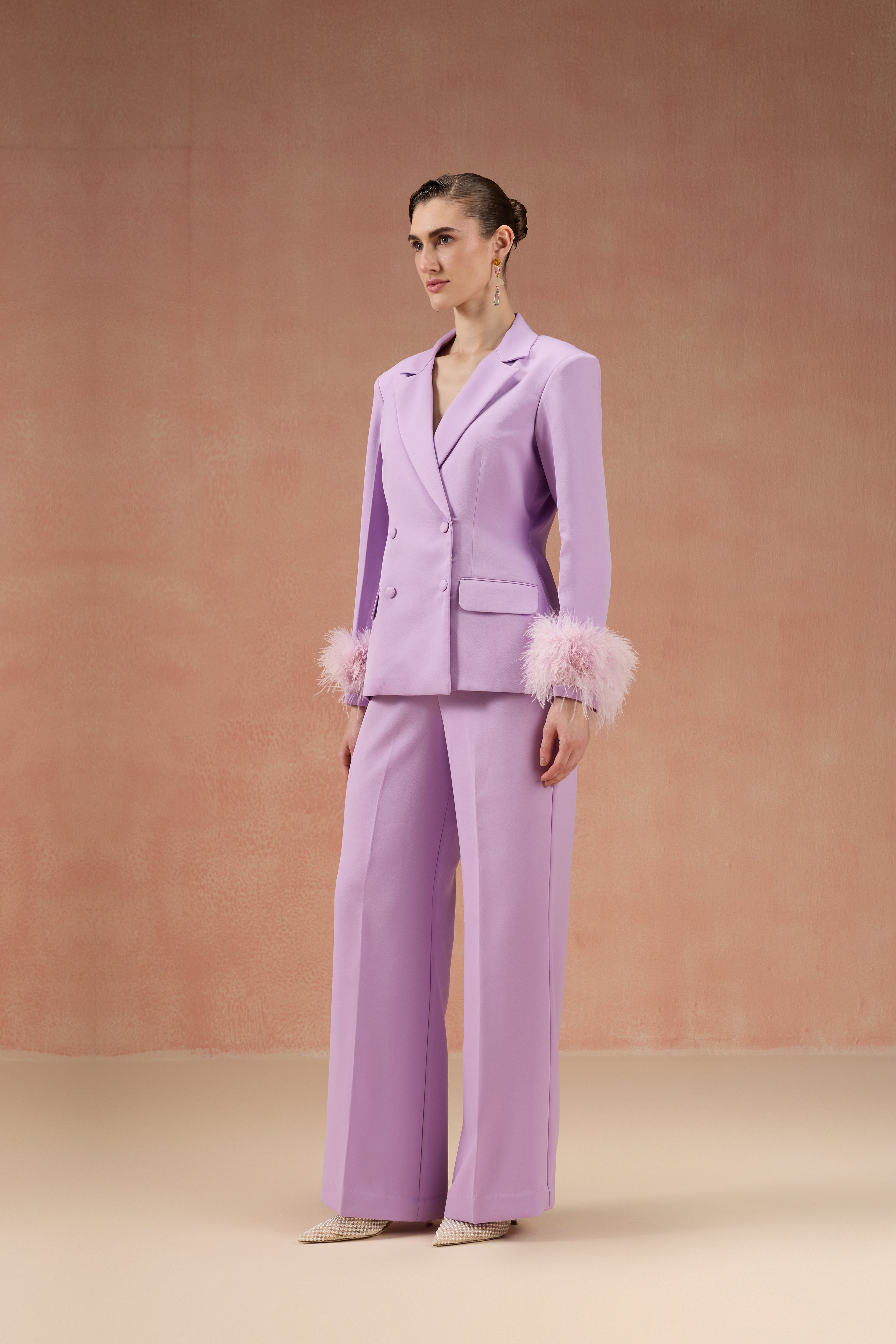 LILAC FEATHER BLAZER SET