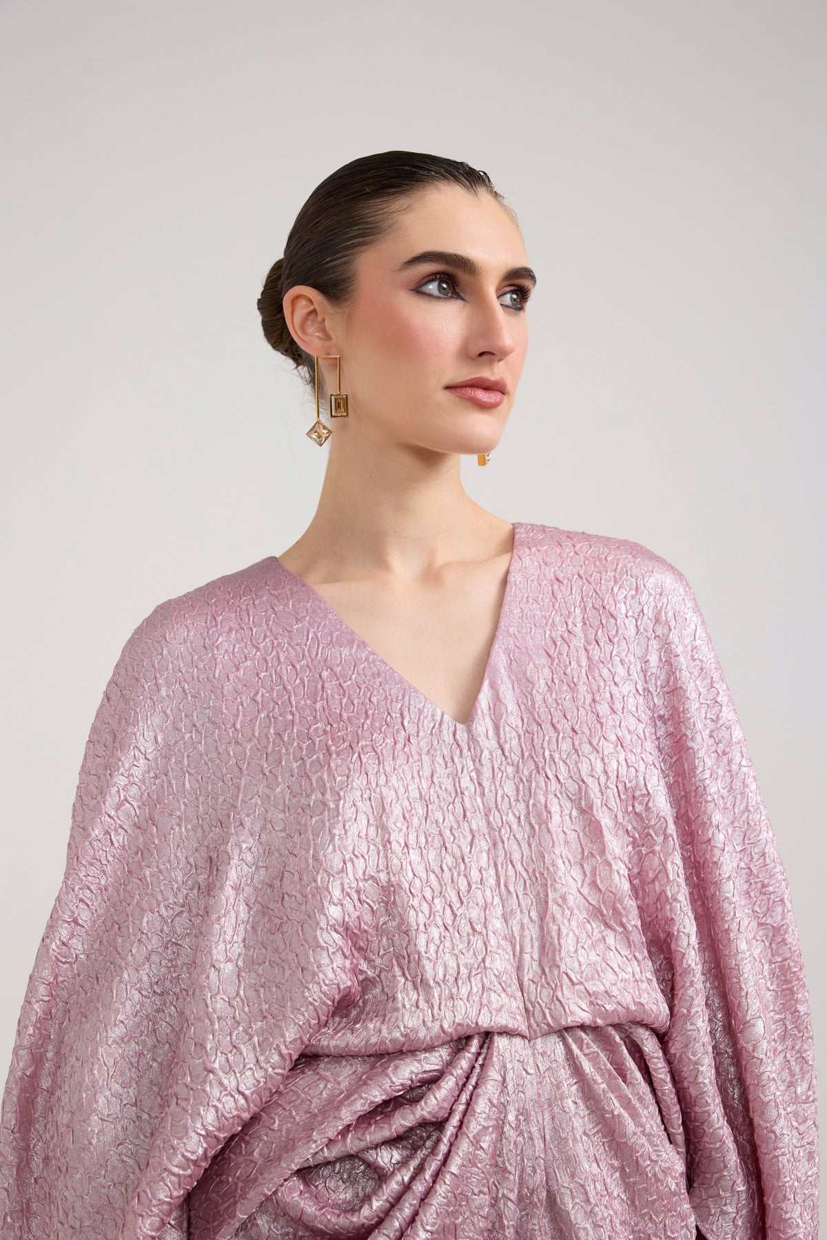 PINK SHIMMER DRAPED KAFTAN