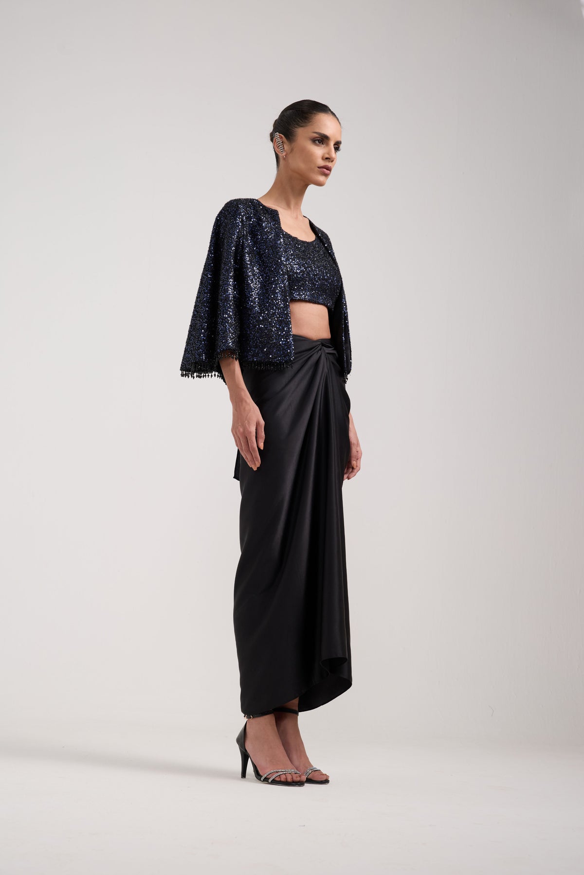 INK SEQUIN KNOTTED SKIRT SET