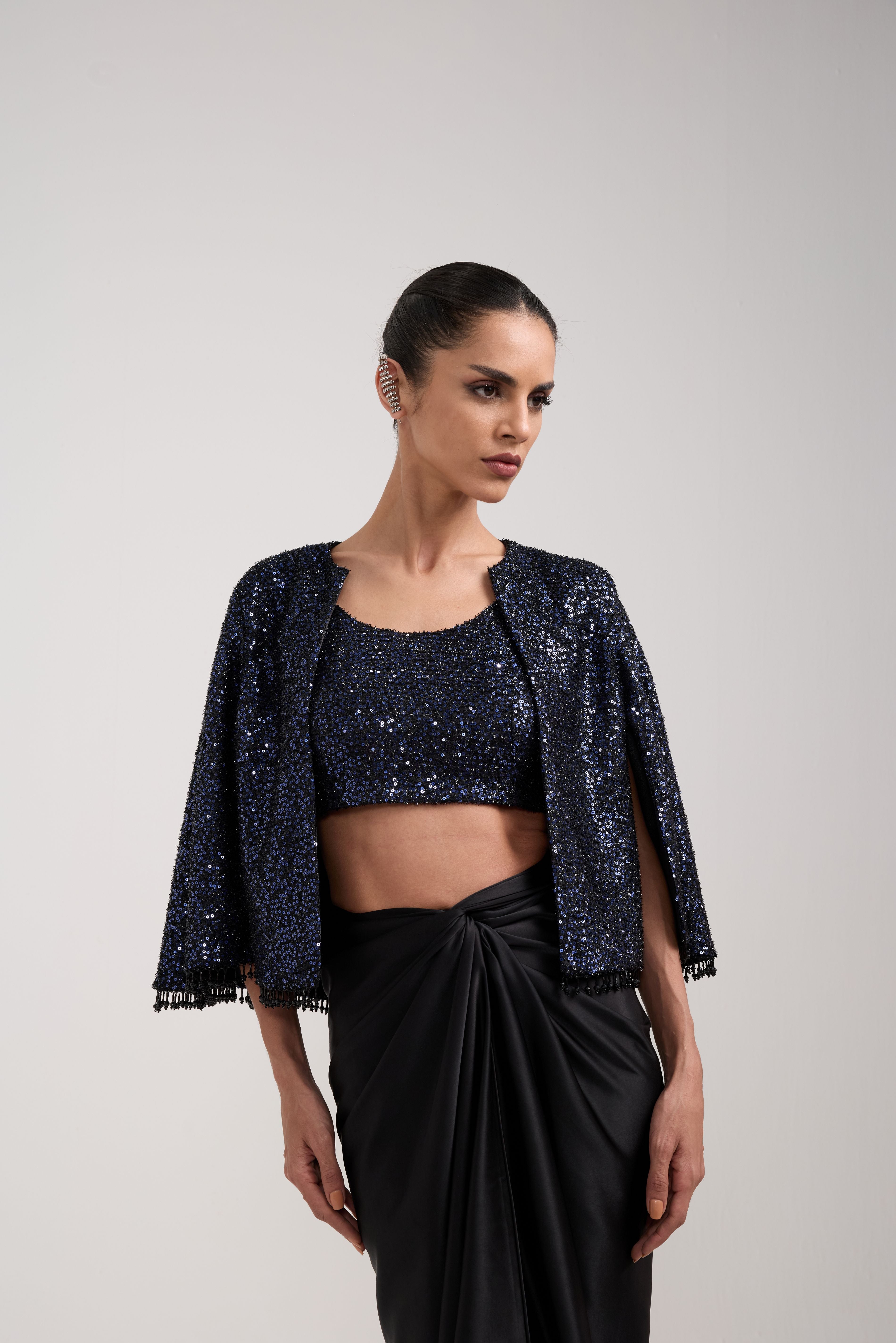 INK SEQUIN KNOTTED SKIRT SET