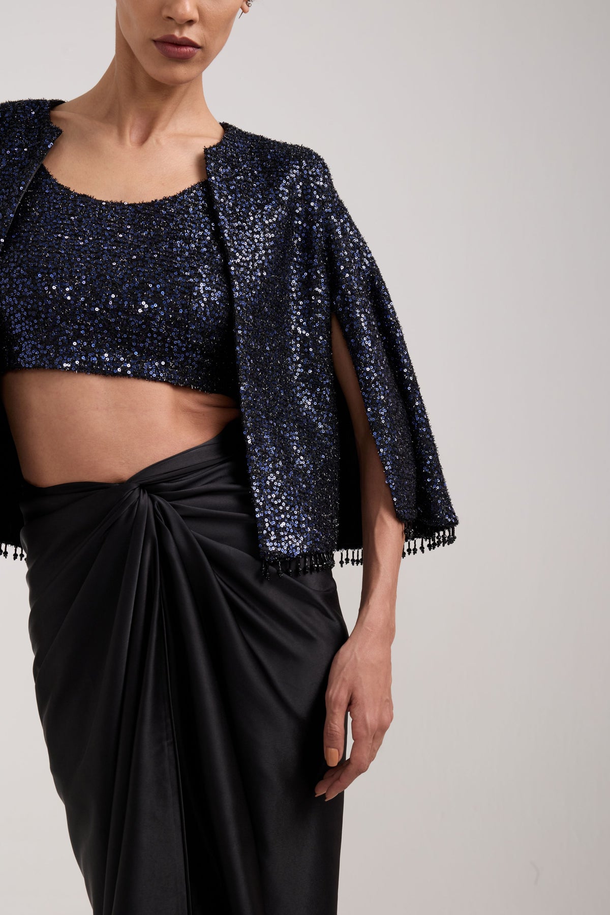 INK SEQUIN KNOTTED SKIRT SET