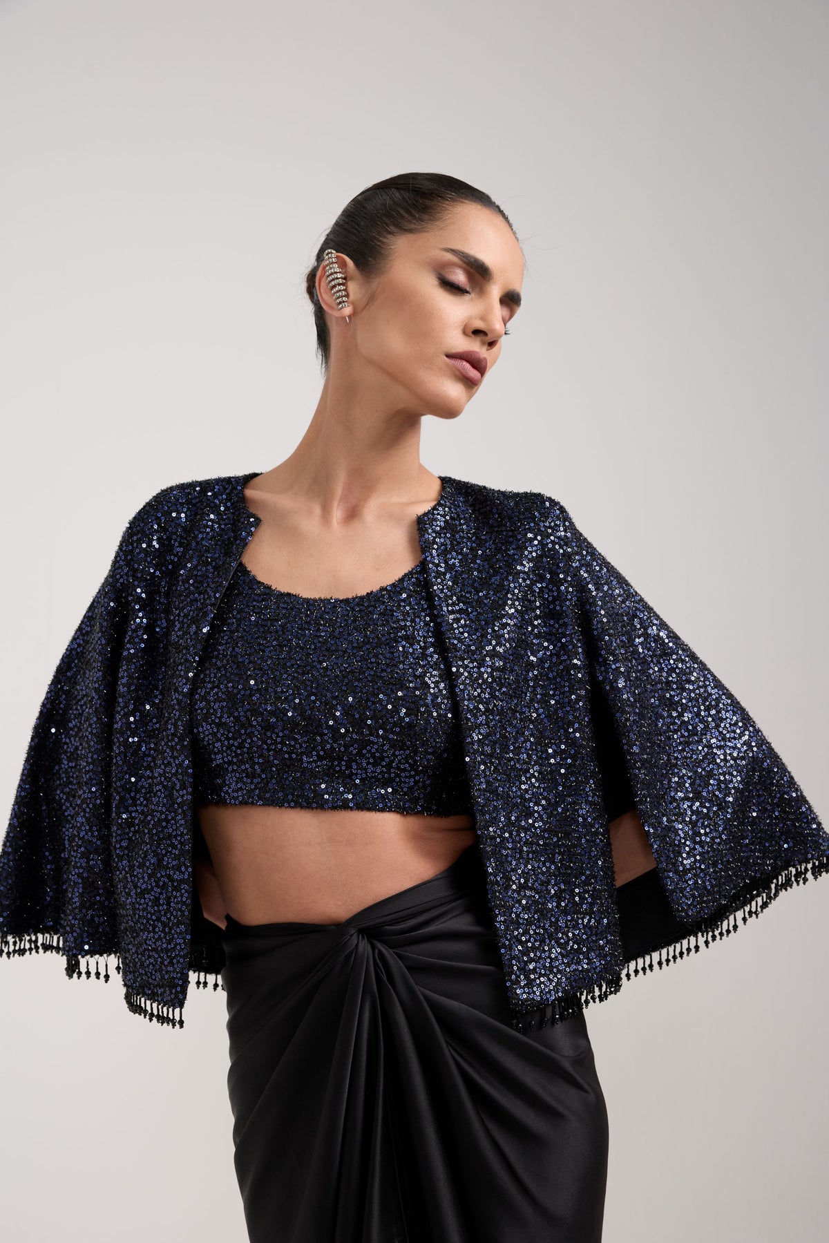 INK SEQUIN KNOTTED SKIRT SET