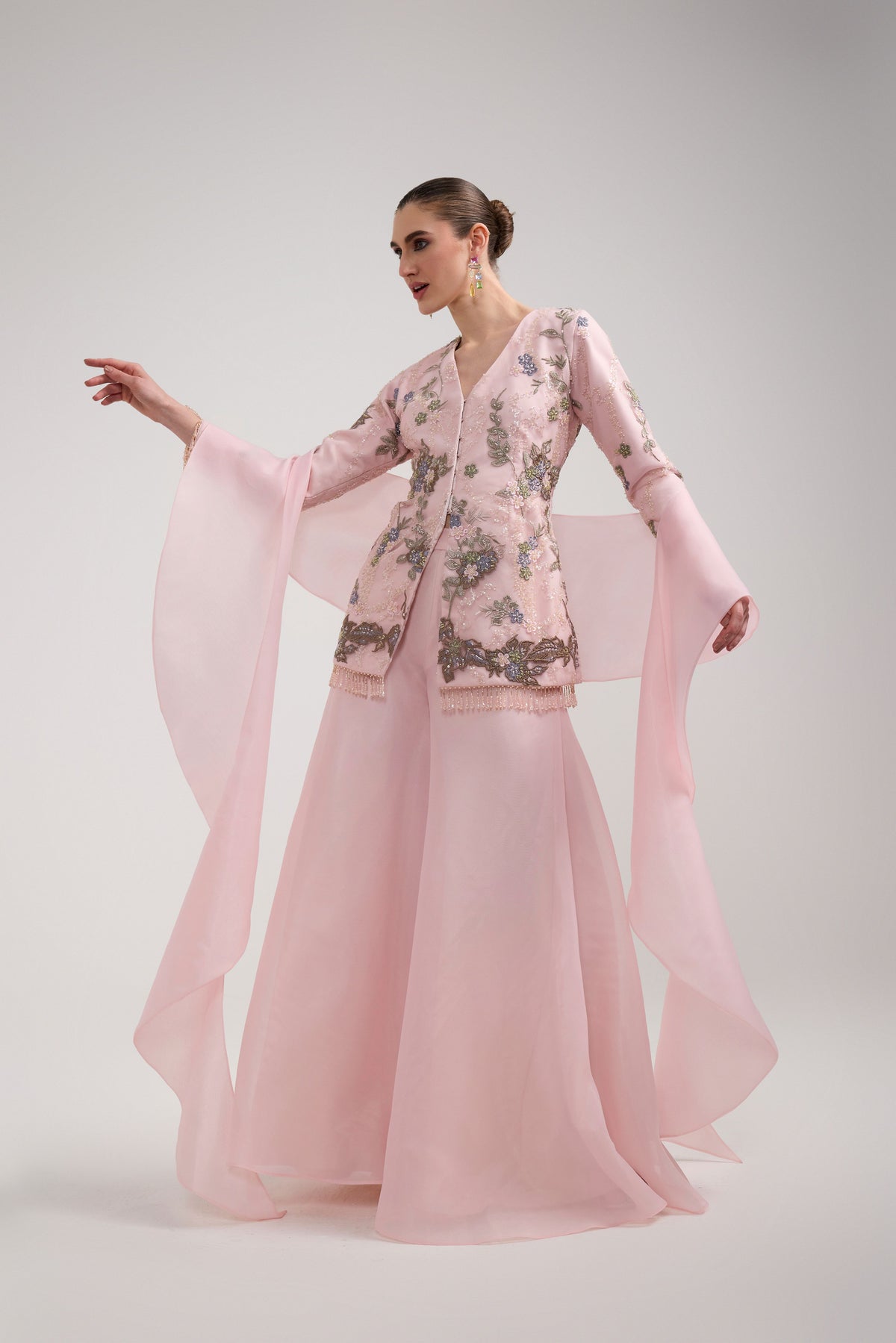 PINK EMBROIDERED SHARARA SET