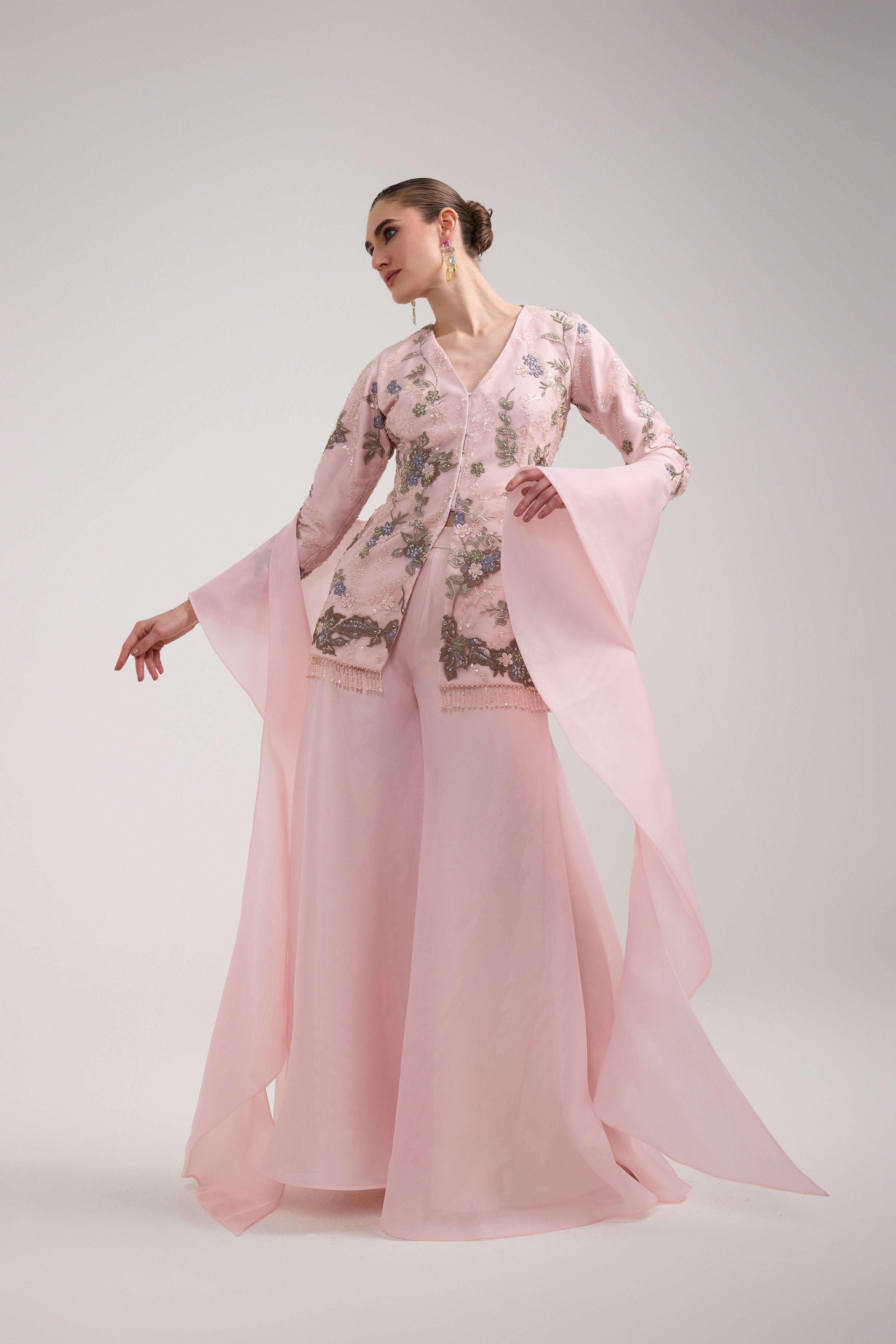 PINK EMBROIDERED SHARARA SET