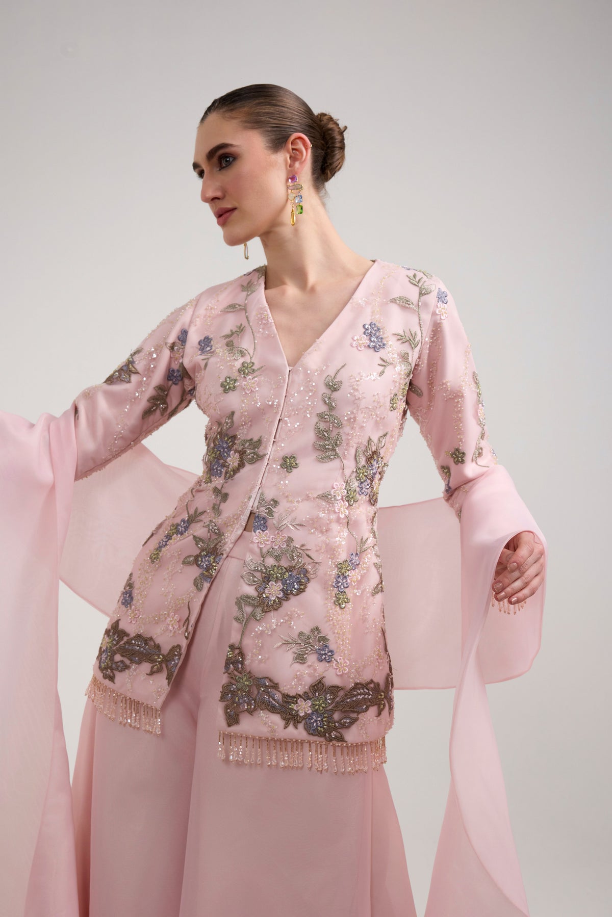 PINK EMBROIDERED SHARARA SET
