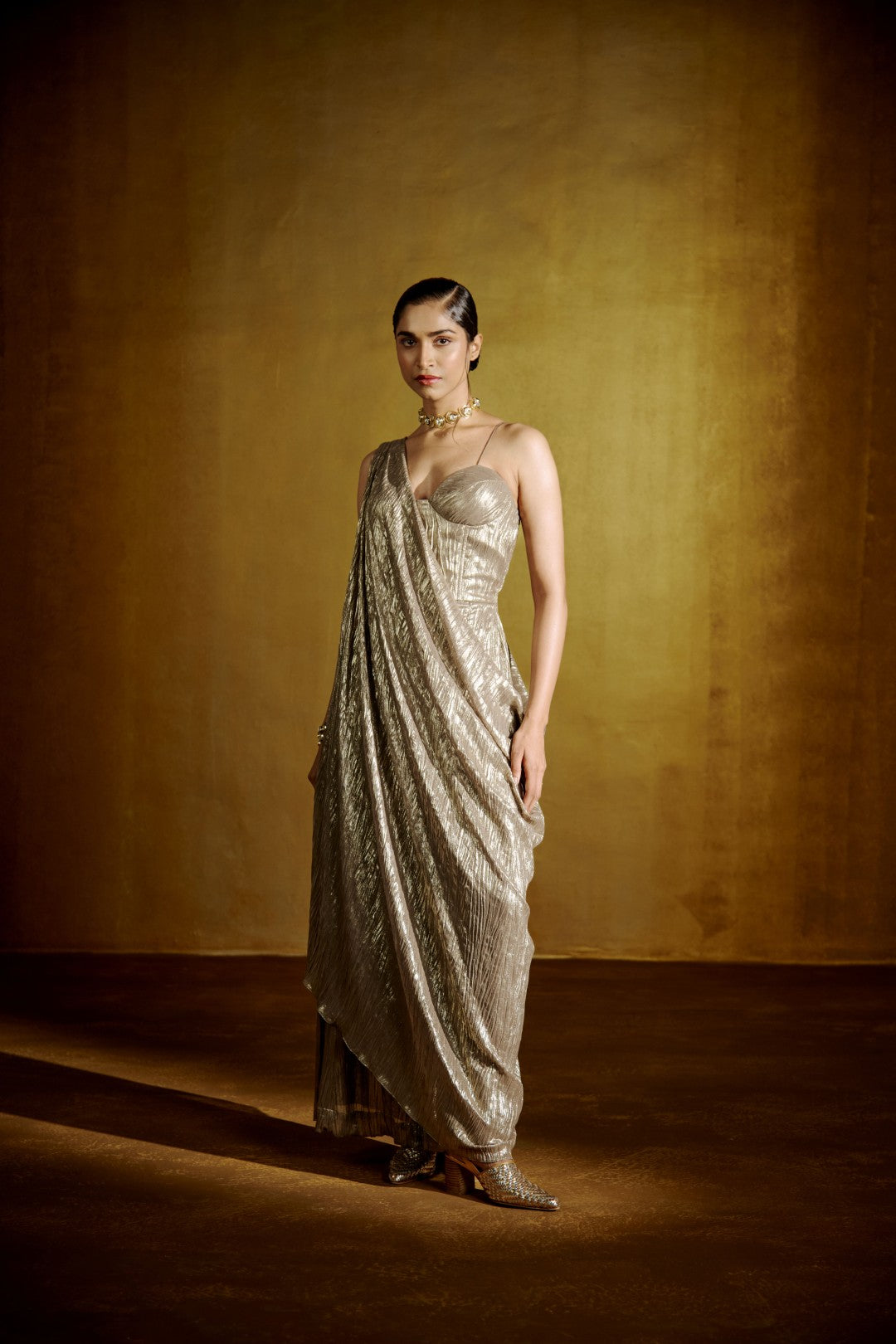GOLDEN DRAPED JUMPSUIT