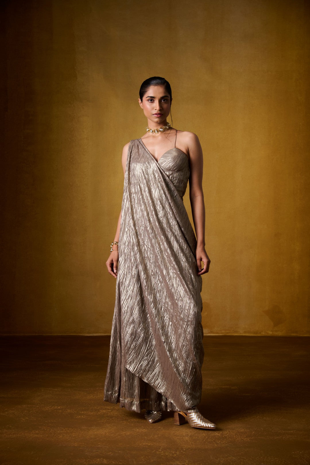 GOLDEN DRAPED JUMPSUIT
