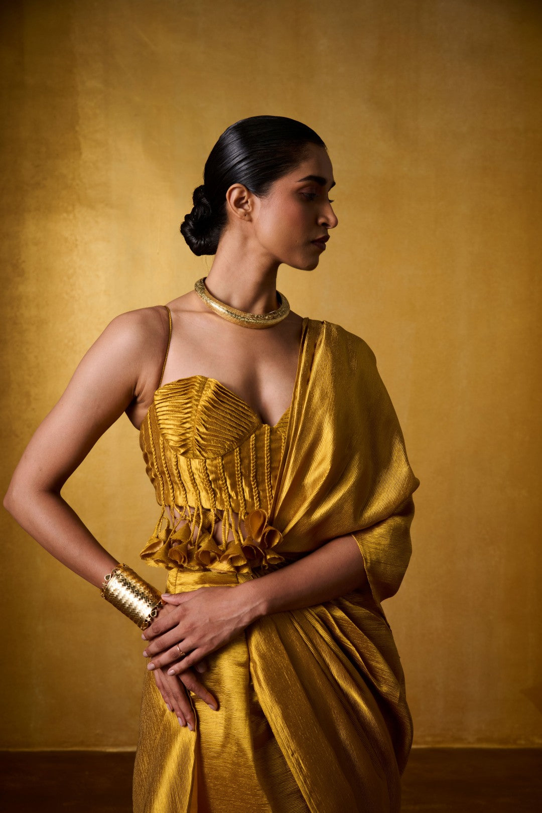 OCHRE SAREE SET