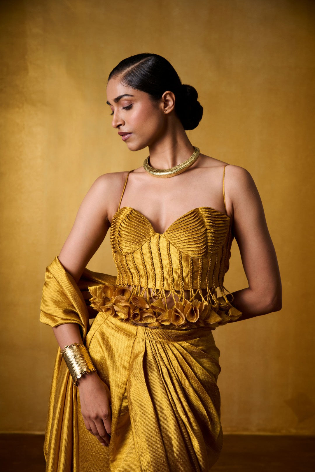 OCHRE SAREE SET