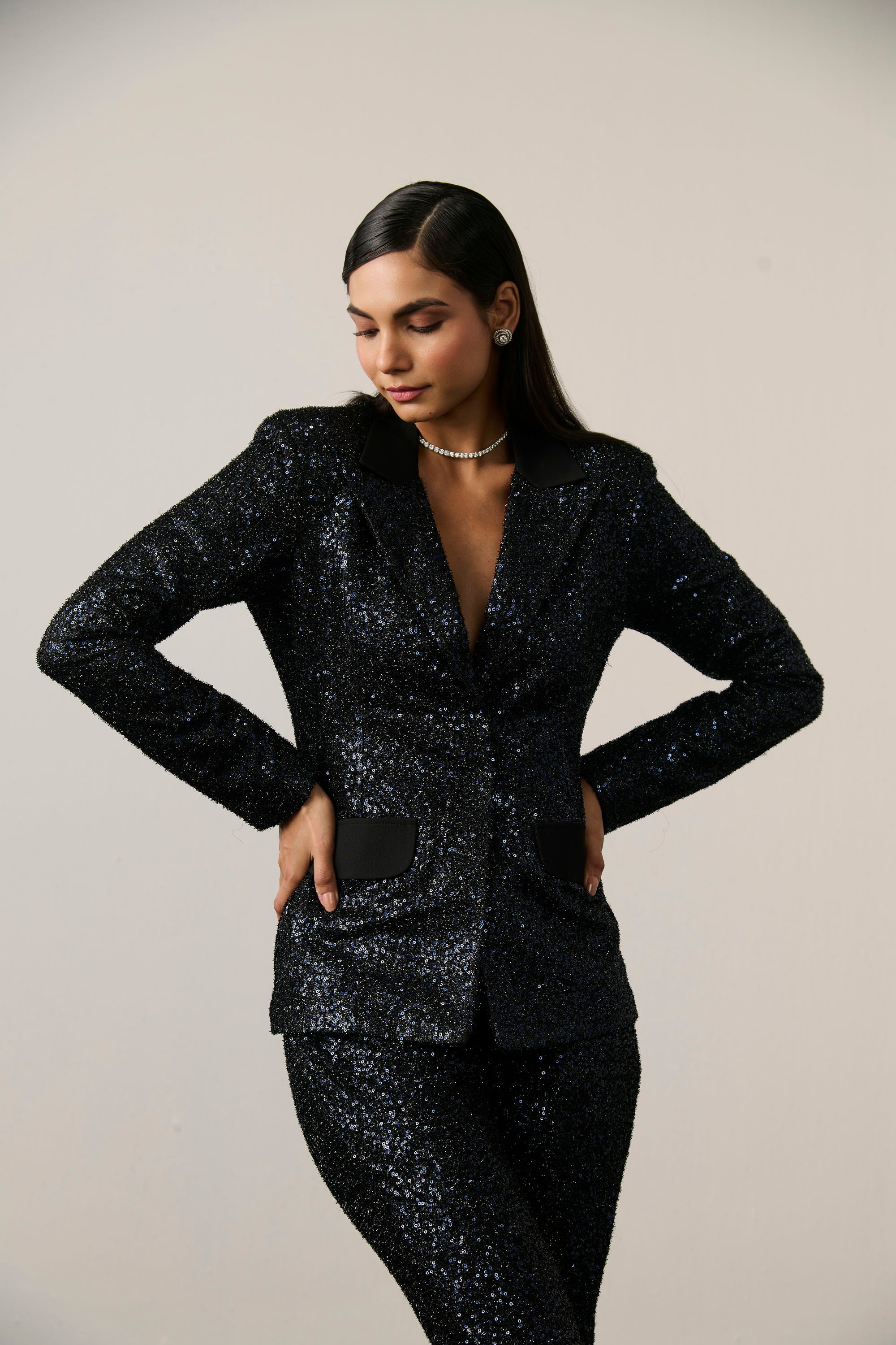 INK SEQUIN BLAZER SET