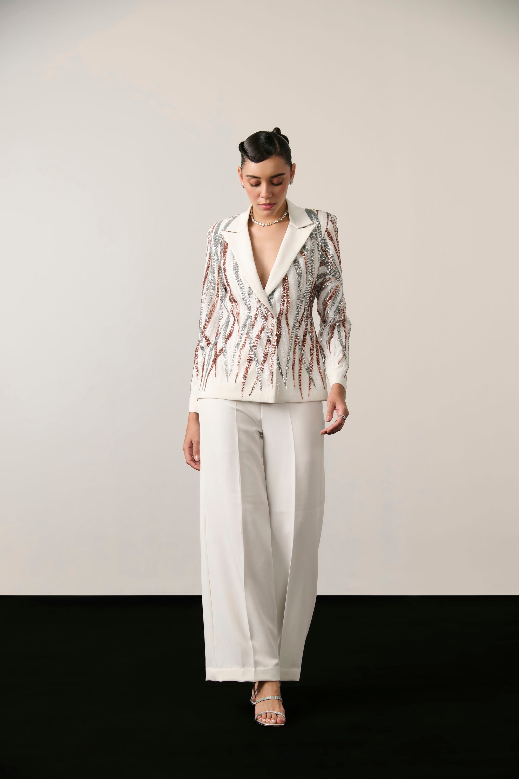 IVORY SEQUIN BLAZER SET
