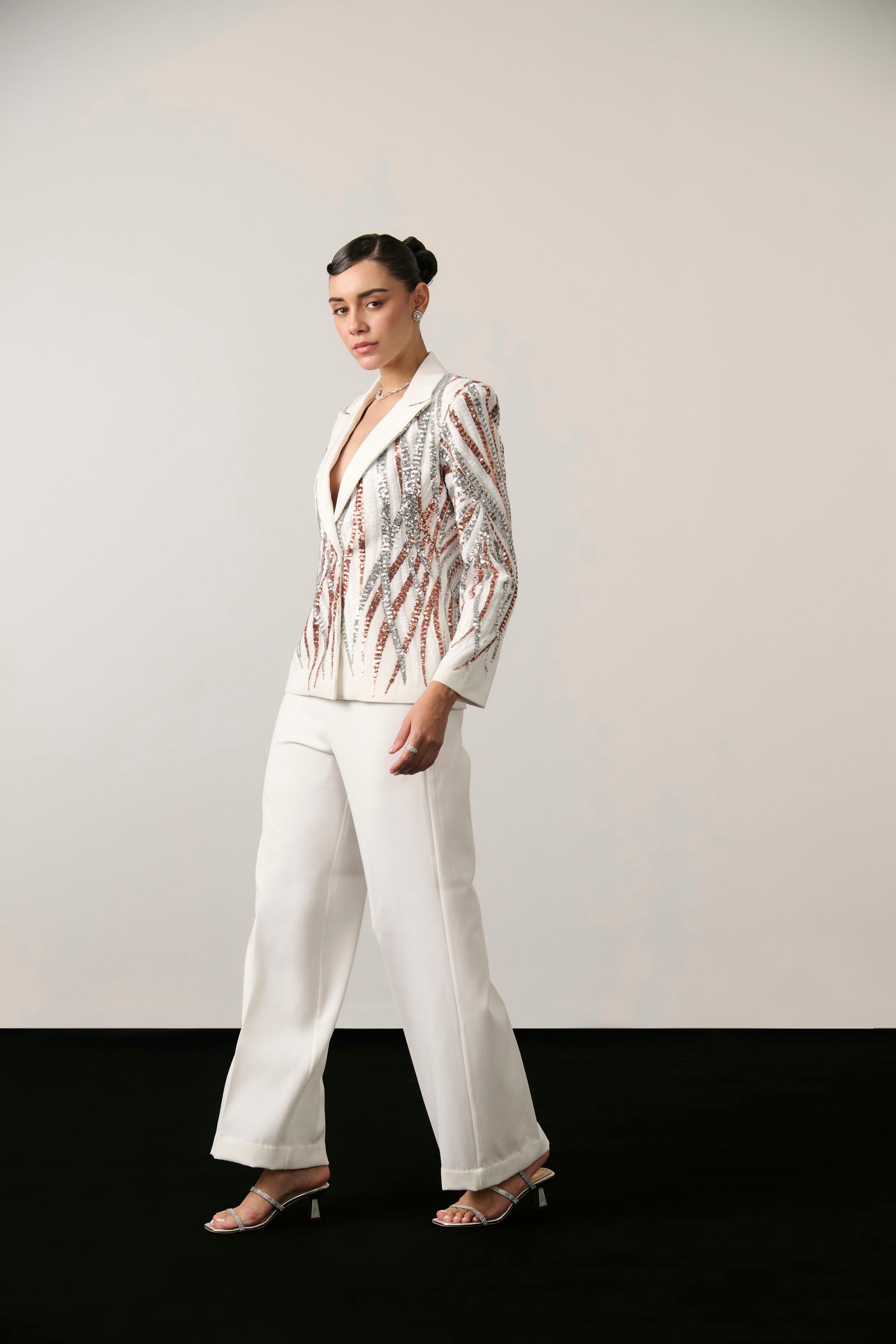 IVORY SEQUIN BLAZER SET