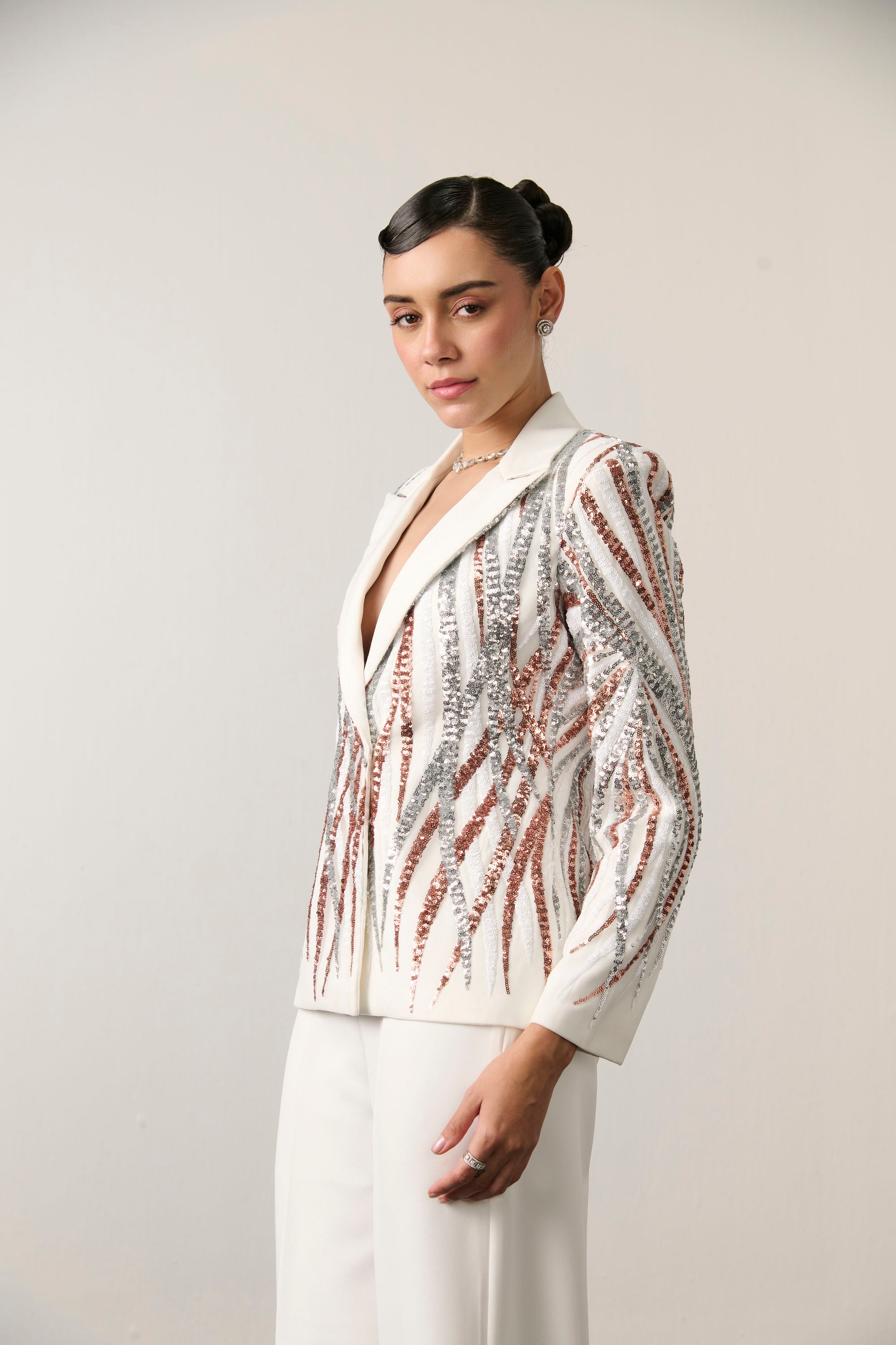 IVORY SEQUIN BLAZER SET