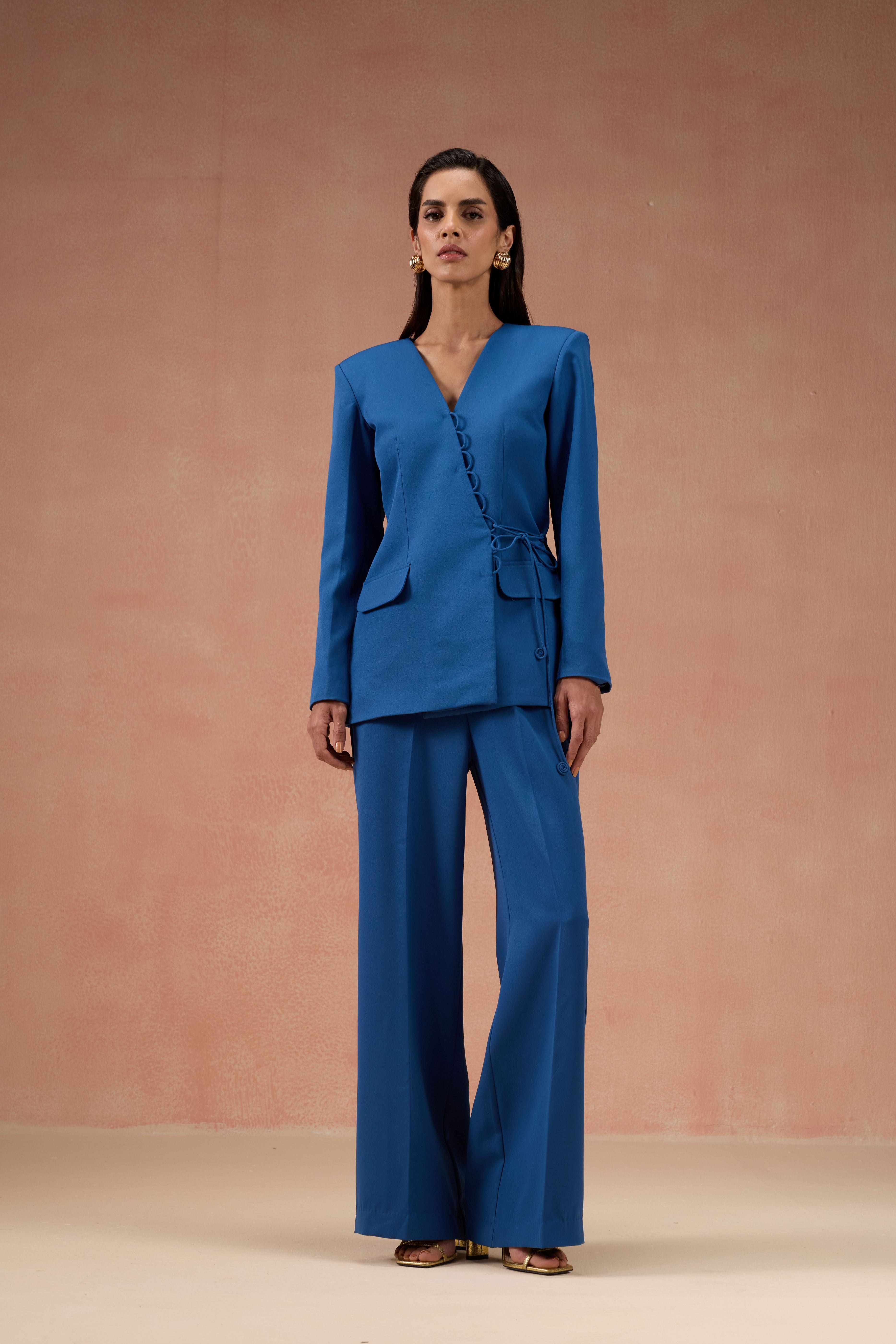 COBALT BLUE CORD BLAZER SET