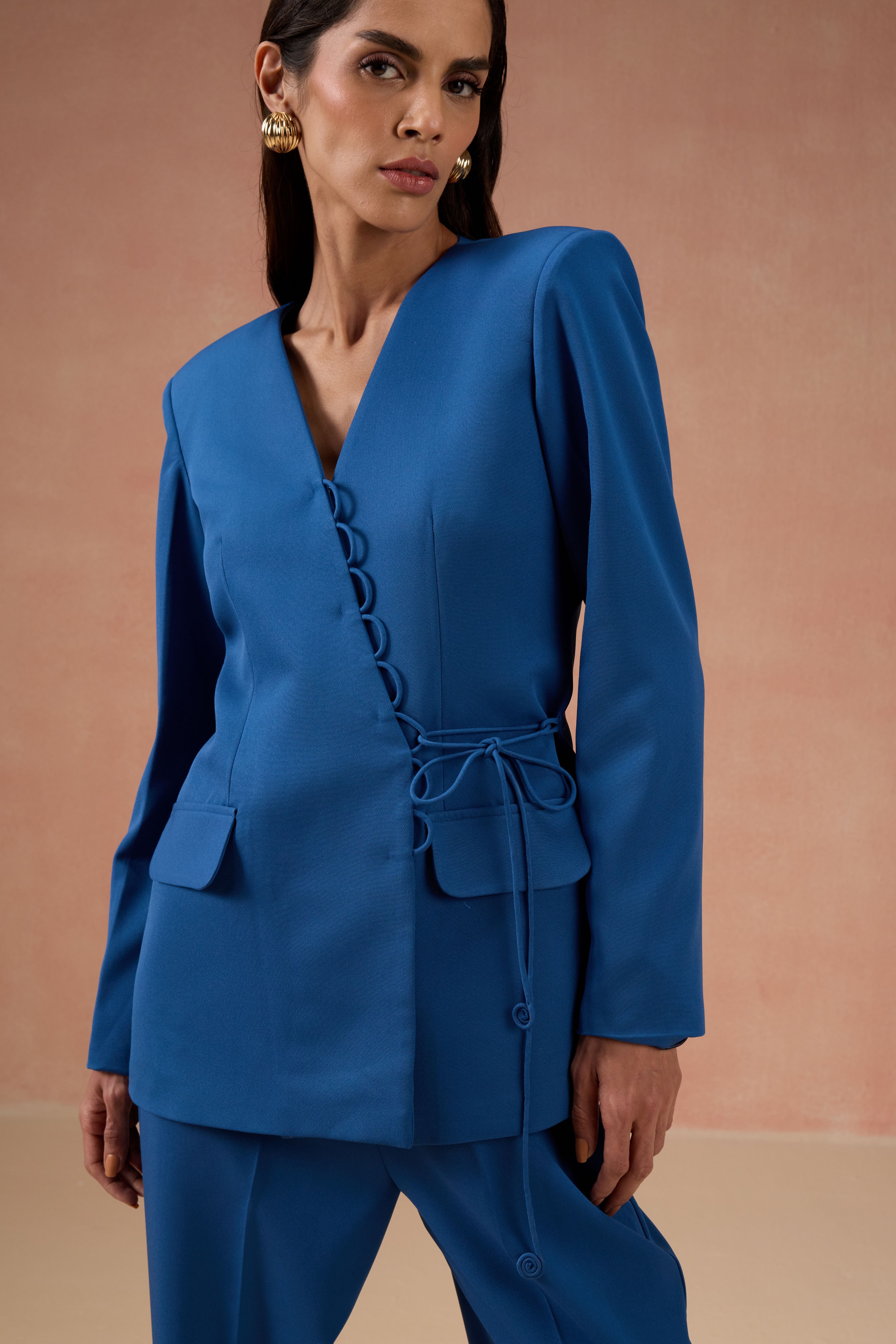 COBALT BLUE CORD BLAZER SET