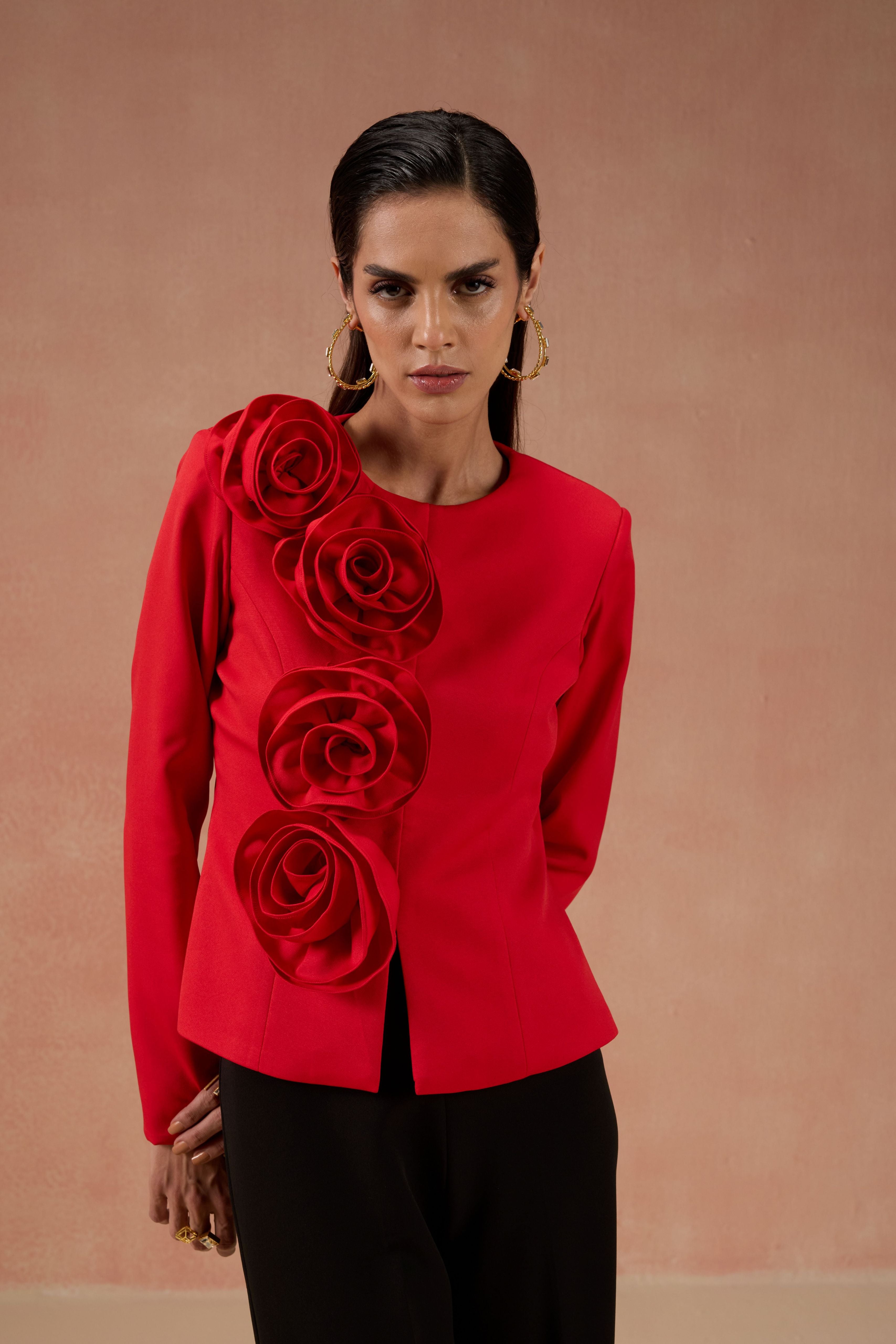 RED AND BLACK FLOWER CO-ORD SET