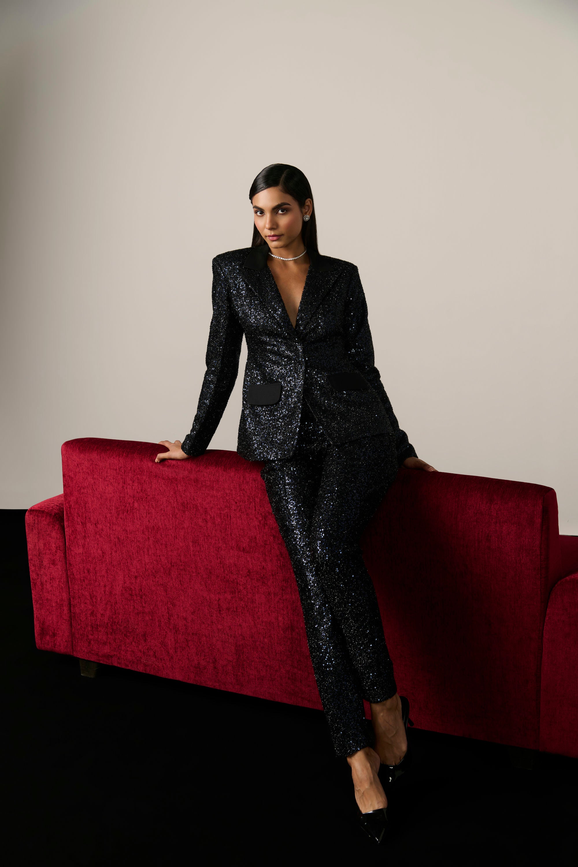 INK SEQUIN BLAZER SET